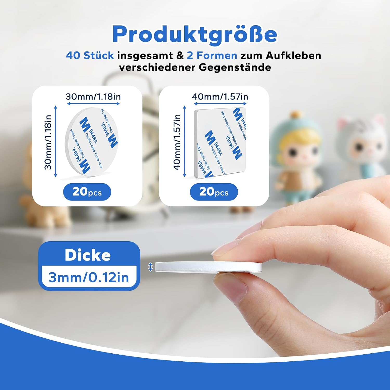 Detalle 2 de HOMMAND Klebepads Doppelseitig 40 Stück