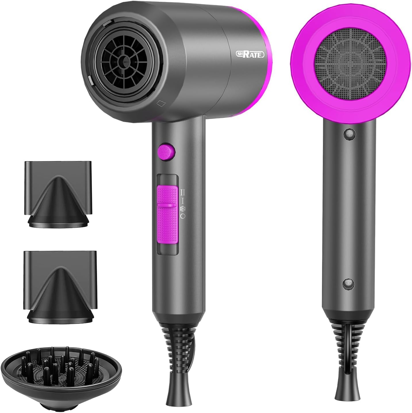 Detalle de SHRATE Ionic Hair Dryer, 1,800W with Diffuser and Three Styling Attachments