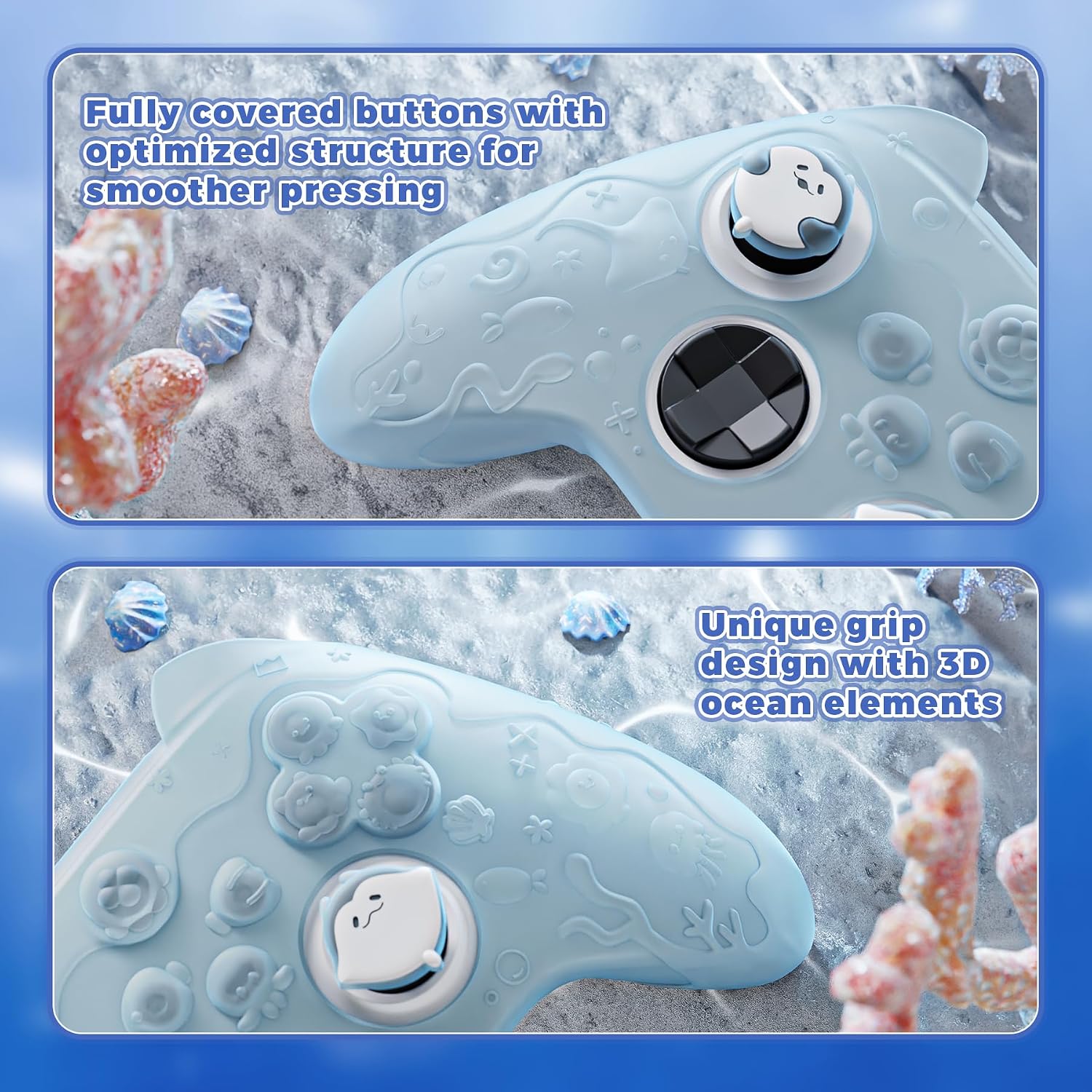 Detalle 2 de PlayVital Ocean Whisper Silicone Cover for Xbox Series X|S Controller — Mint Blue