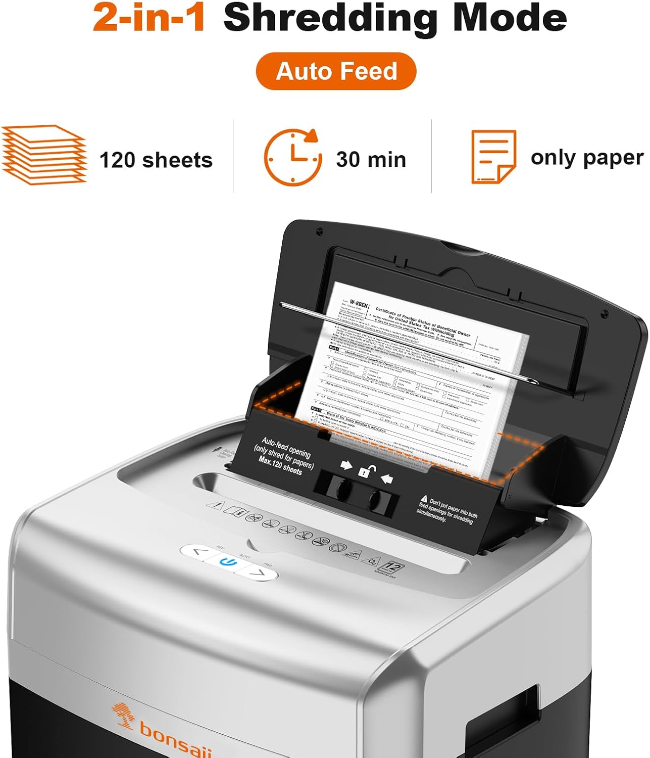 Thumbnail 1 de bonsaii C233-B Auto-Feed Micro-Cut Paper Shredder, P-4, 120-Sheet