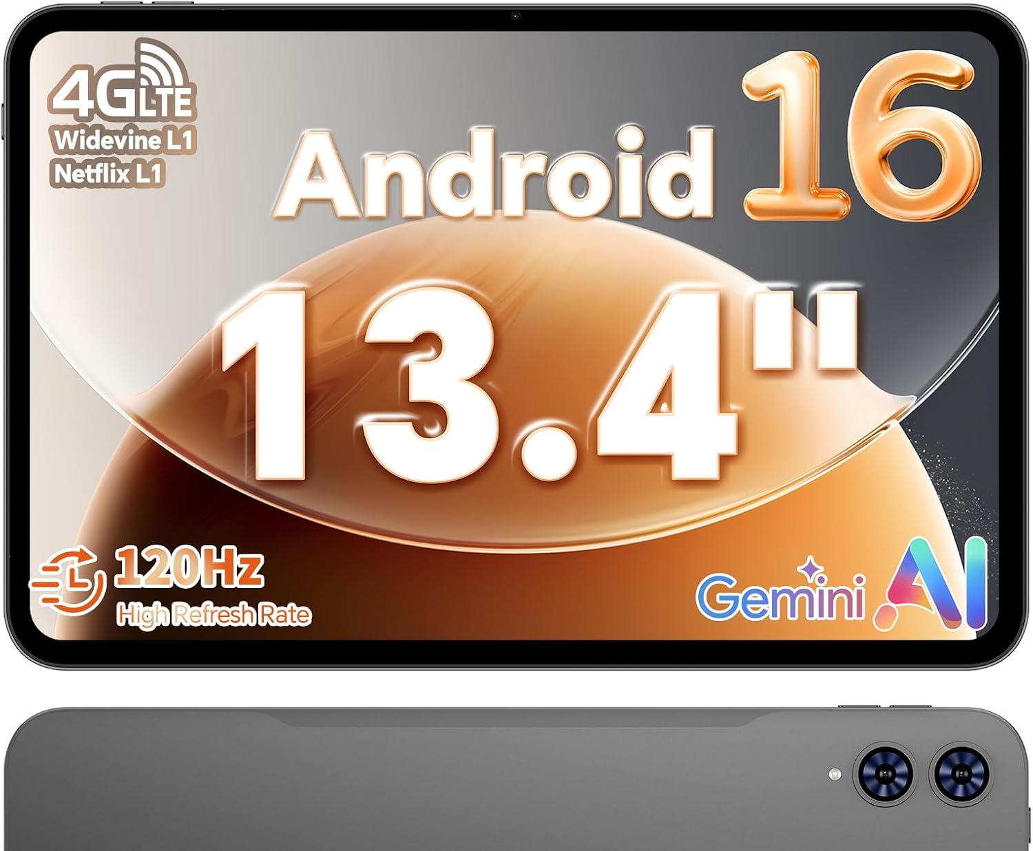 Detalle de TECLAST Tablet T65 13,4 Zoll mit 120 Hz Display, Android 16, 4G LTE Dual SIM, 26 GB RAM / 128 GB ROM (erweiterbar bis 4 TB) – ideal für Streaming und mobiles Arbeiten