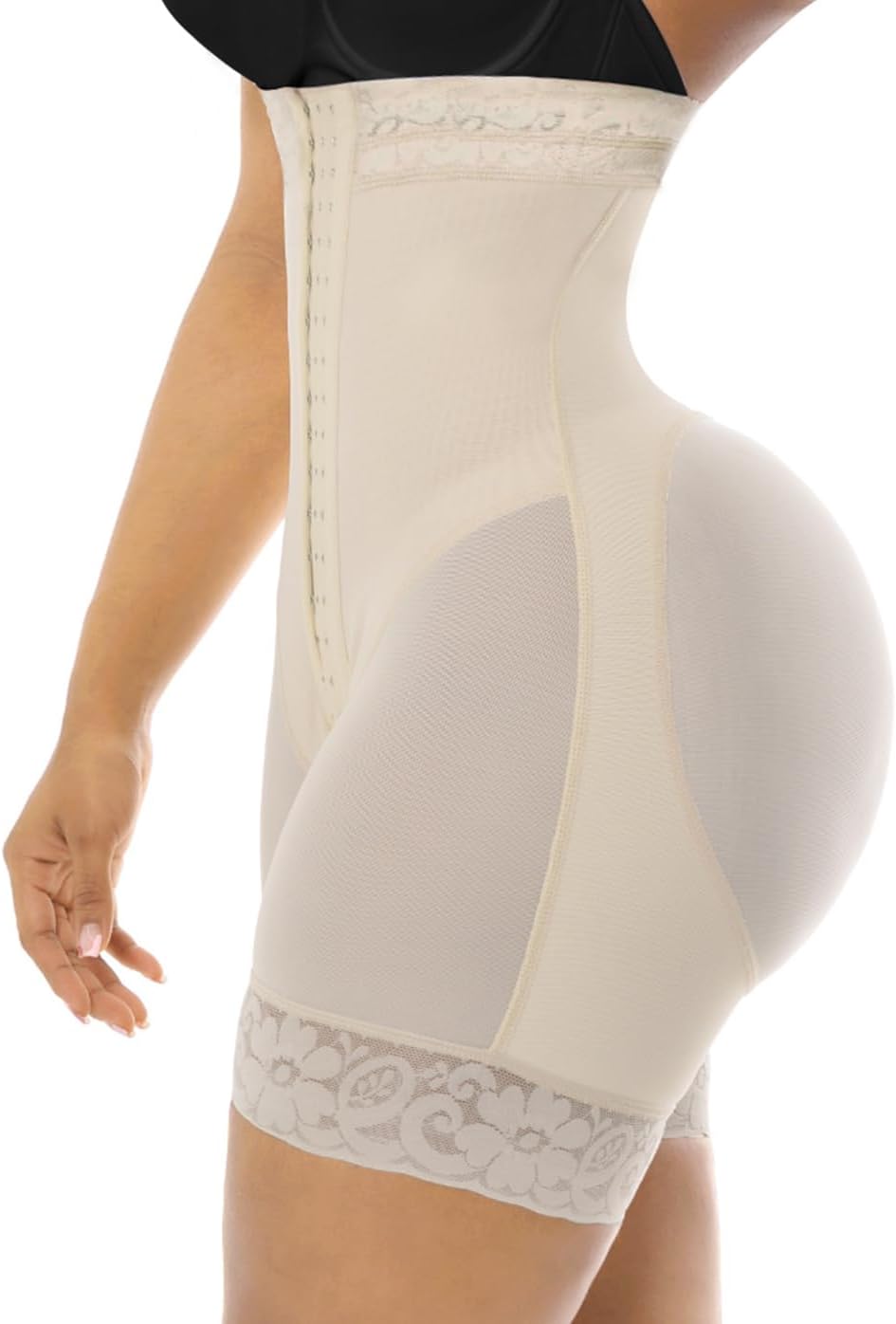 Detalle de YIANNA Tummy Control Shapewear Shorts with Strapless Design and Crotch Zipper