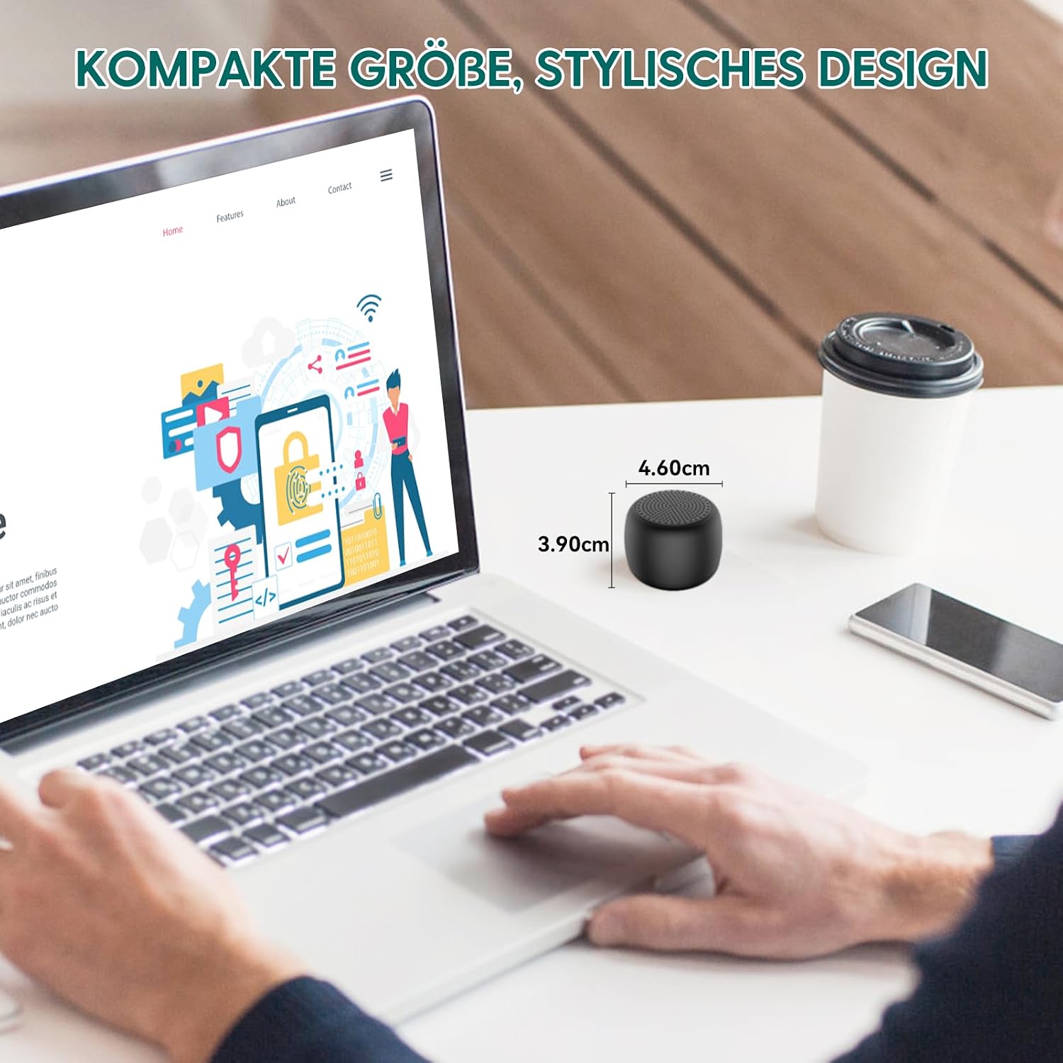 Detalle 2 de Babelio Babelio Mini-Soundmaschine (weiß) – weiße Rauschmaschine mit Timer, 15 Sounds ohne Schleife, tragbar & wiederaufladbar (schwarz)