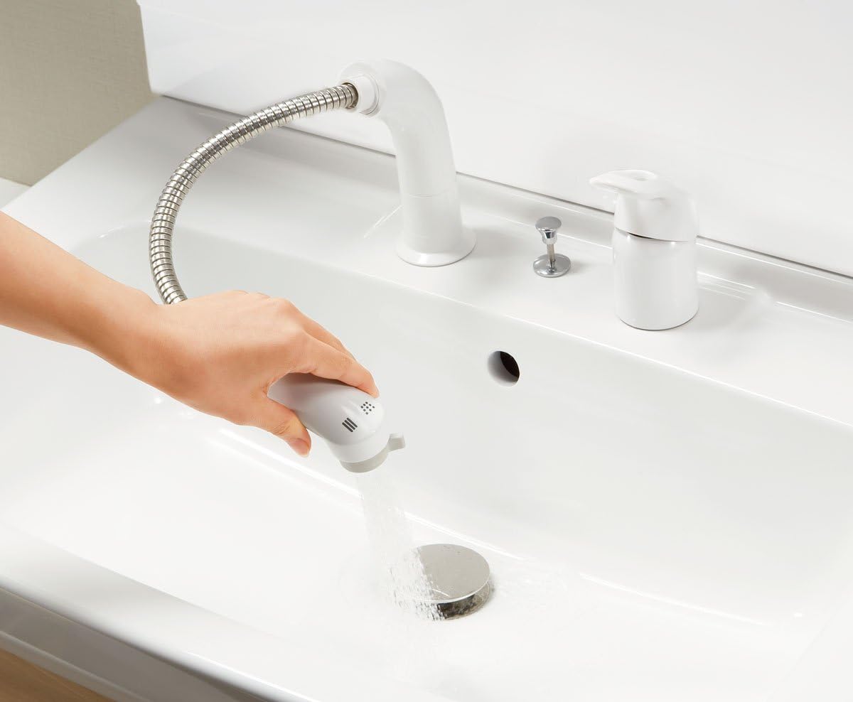 Detalle de LIXIL INAX RLF-681Y ホース引出式洗面水栓 節水エコハンドル・抗菌ハンドル