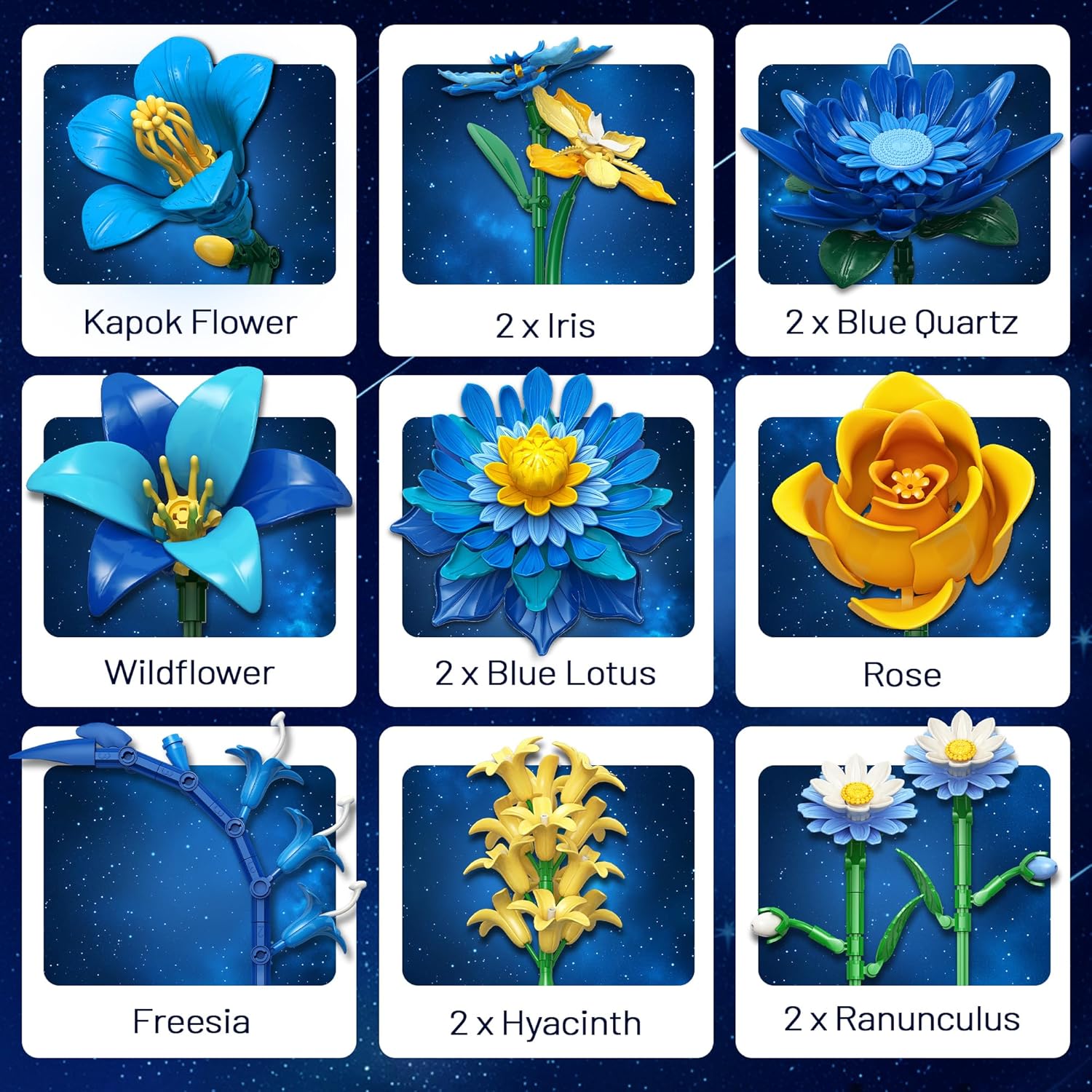 Detalle de EWED Starry Blooms Flowers Bouquet Building Set