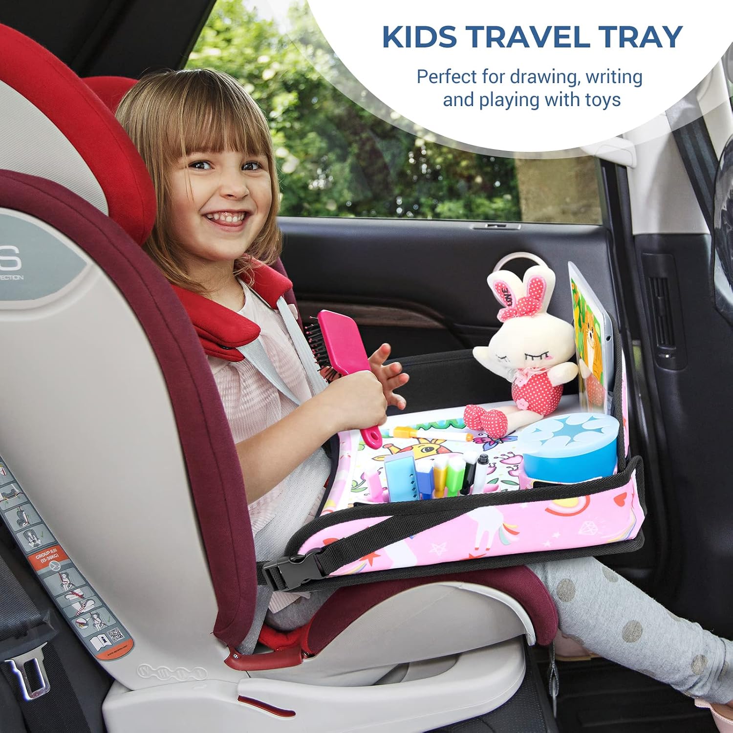 Detalle de INFANZIA Kids Travel Tray for Toddler Car Seat – Pink