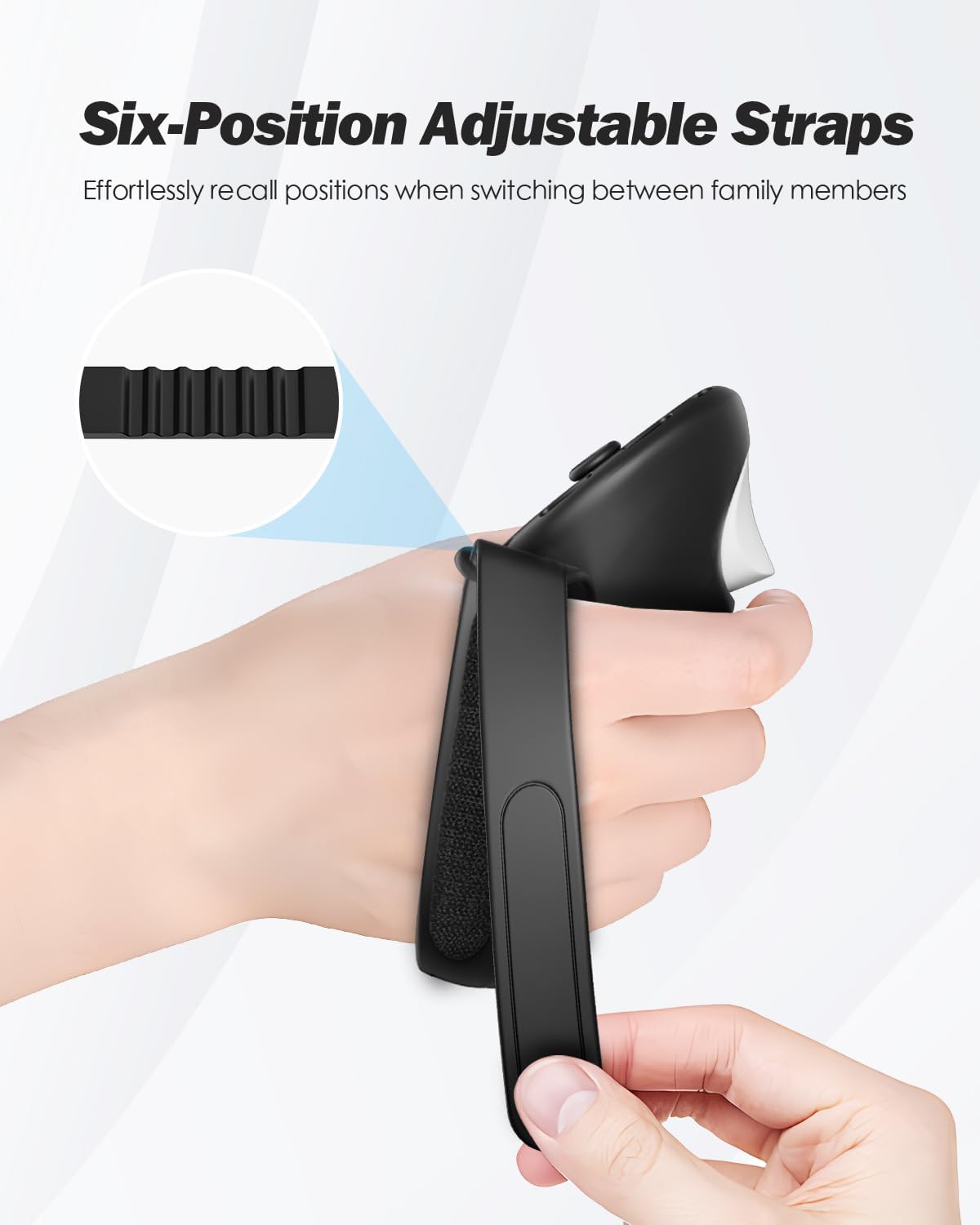 Detalle de SUPERUS Controller Grips Cover for Meta Quest 3S/Quest 3 – Anti-slip Silicone Case with Adjustable Knuckle Straps