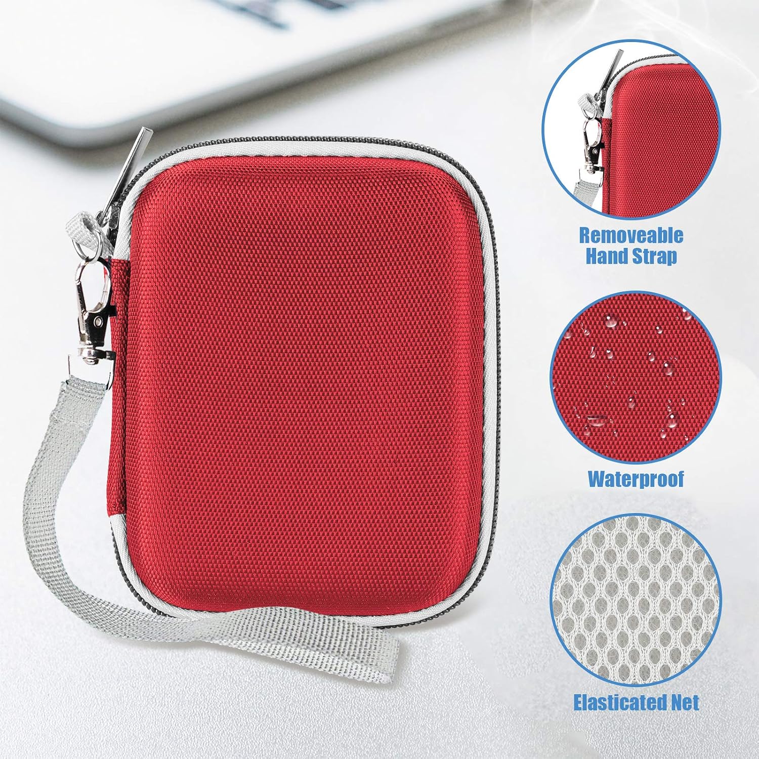 Detalle de ProCase Stoßfeste Festplatten-Tasche für Samsung T7 / T7 Touch Portable SSD (rot)