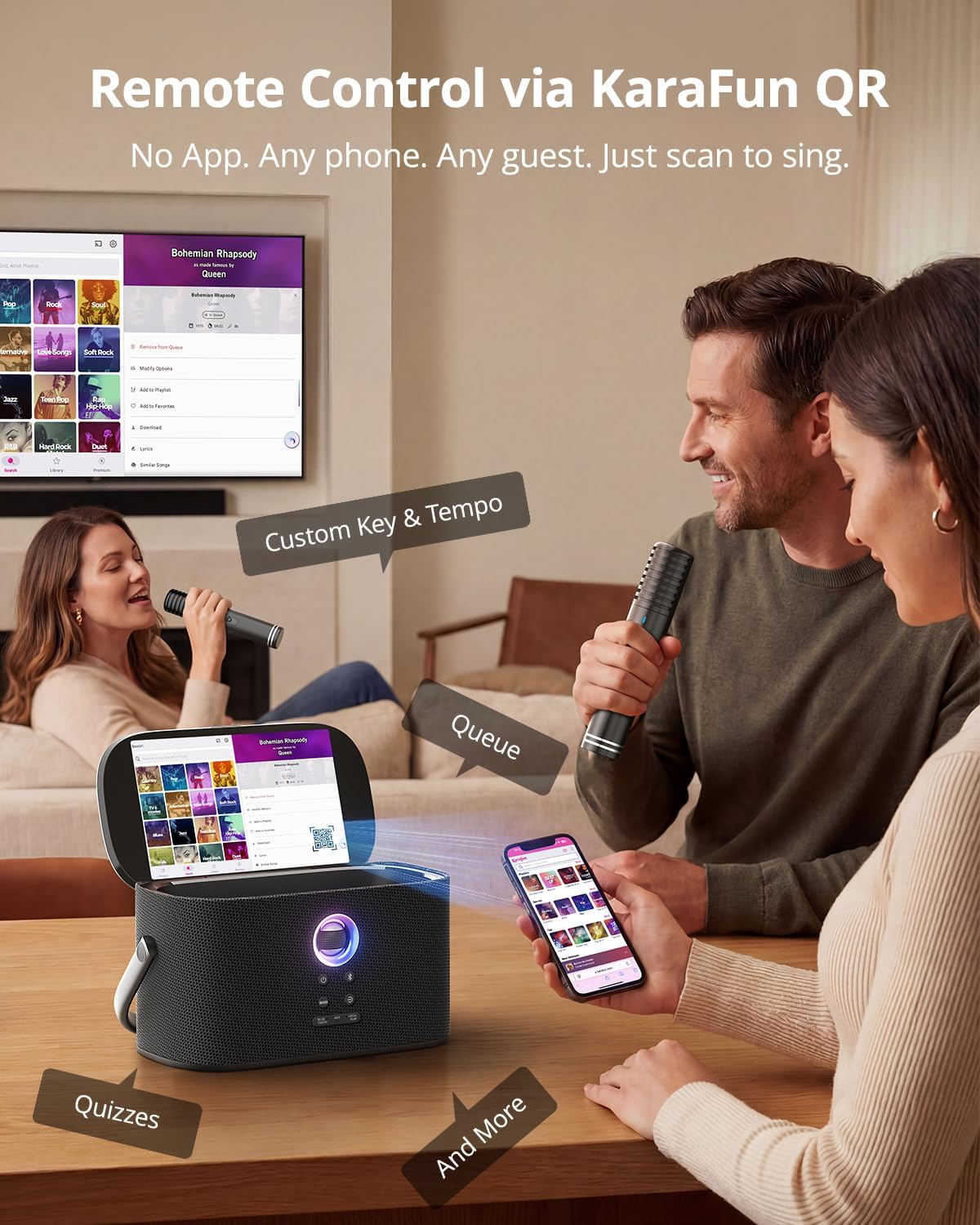 Thumbnail 5 de Ikarao Shell S2 Portable Karaoke Machine with Lyrics Screen, 2 Wireless Mics