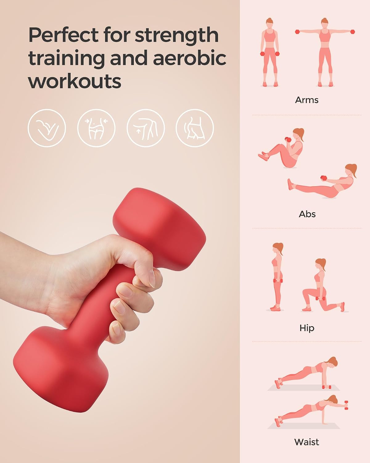 Detalle de SONGMICS Hex Dumbbells Set (2) with Neoprene Coating for Home Workouts