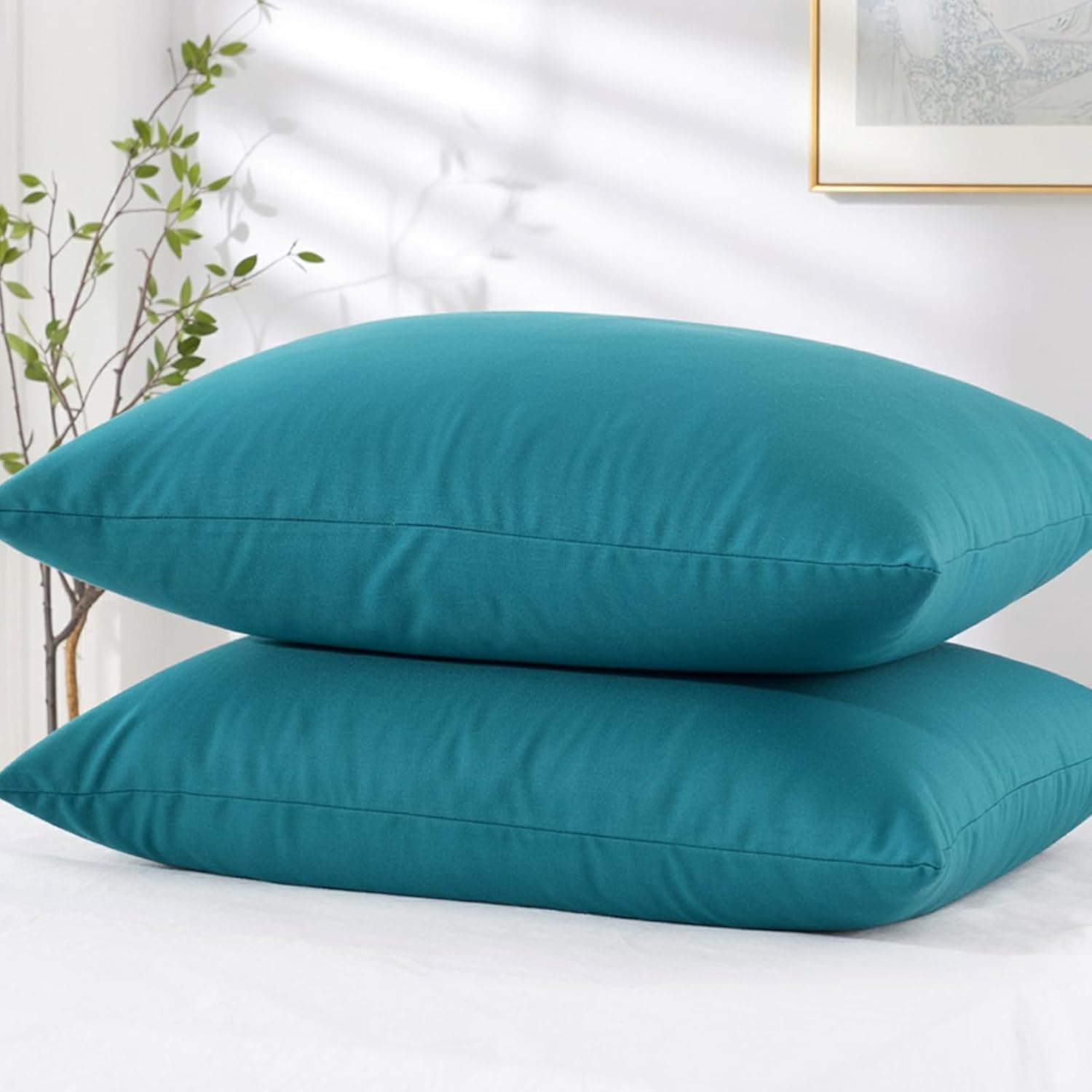 Thumbnail 5 de Tifschlaf Tifschlaf Pillow Cases 2 Pack (Teal) – Brushed Microfibre Standard/Queen Pillow Covers with Envelope Closure, 50x75 cm