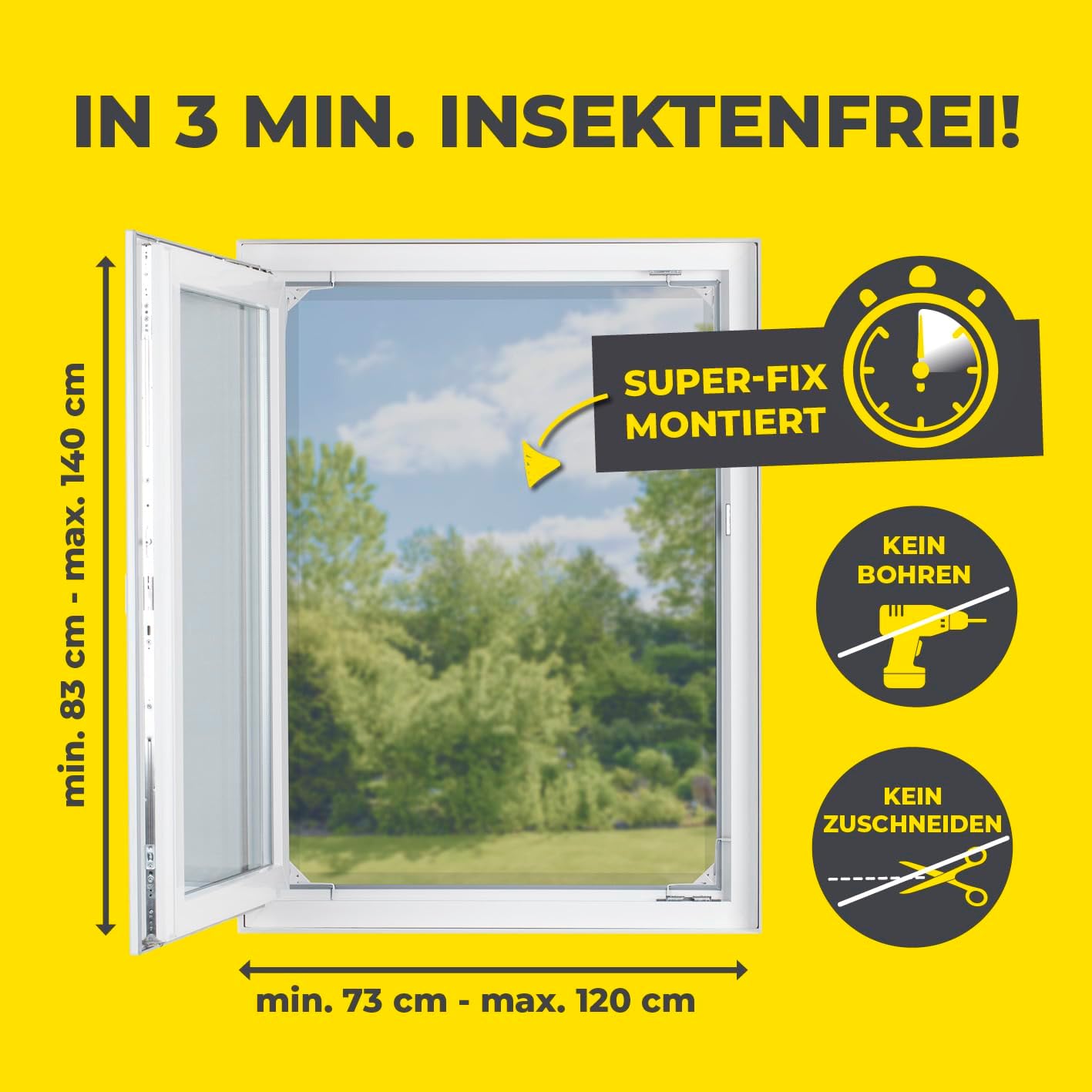 Detalle de EASYmaxx Insect Protect | Teleskop-Insektenschutzgitter – Fliegengitter Fenster, 2er-Set, mit vormontiertem Rahmen