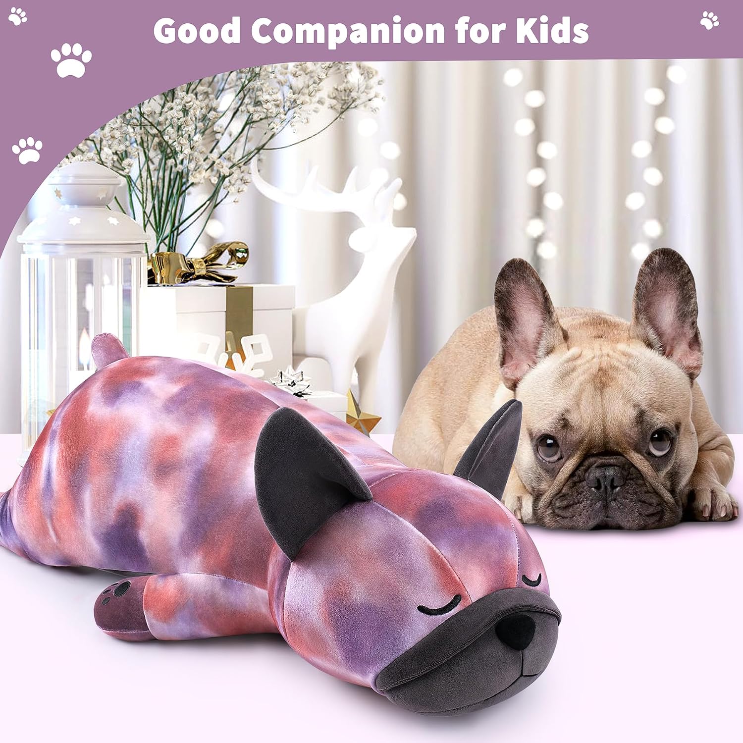 Detalle de 30 inch Large French Bulldog Plush Pillow – Soft, Realistic Hug‑worthy Companion