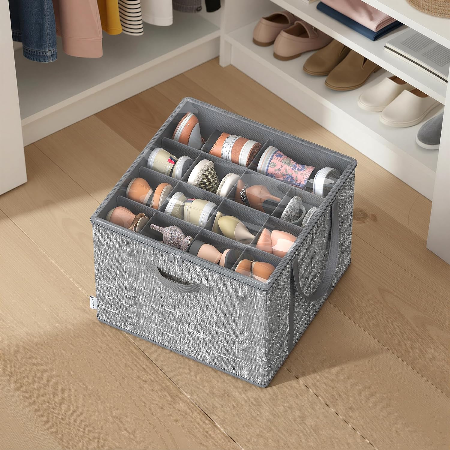 Detalle de SONGMICS Tina Collection LSP601G01 Shoe Organiser Box, Clear Lid, Grey