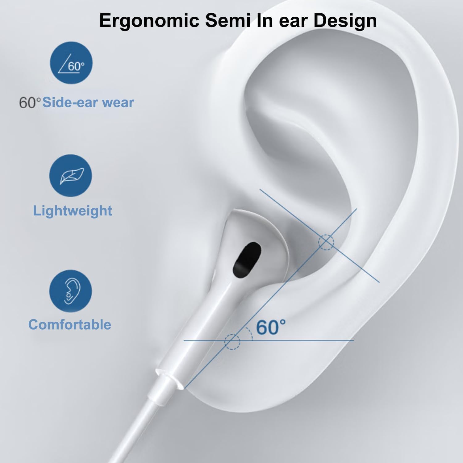 Thumbnail 1 de UmiMirari USB‑C Kopfhörer für iPhone 17/16/16e/15 Pro Max – In‑Ear mit Kabel, Mikrofon und Lautstärkeregler