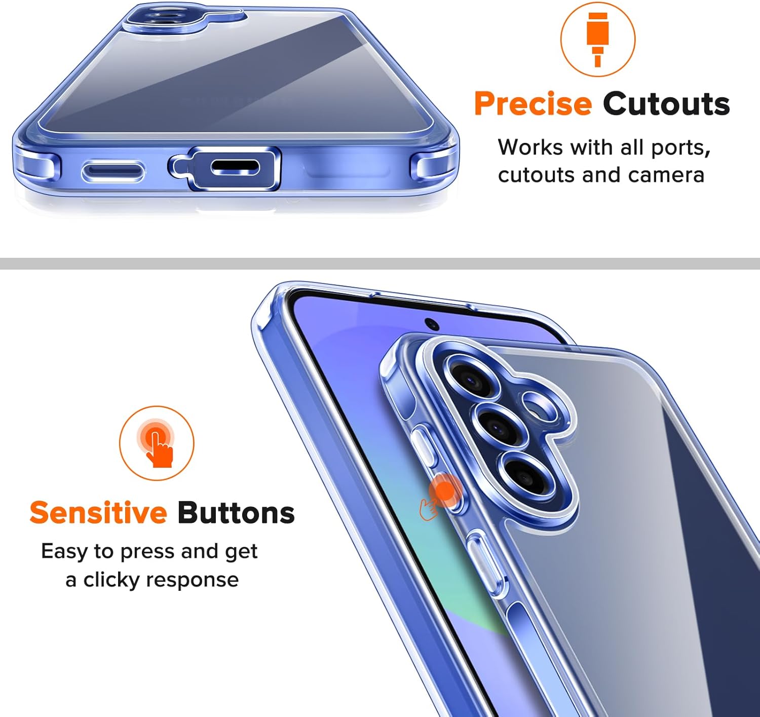 Thumbnail 6 de ivoler 3-in-1 Cover for Samsung Galaxy A57 5G with 2-pack Screen Protector (Military anti-shock) – Transparent Blue