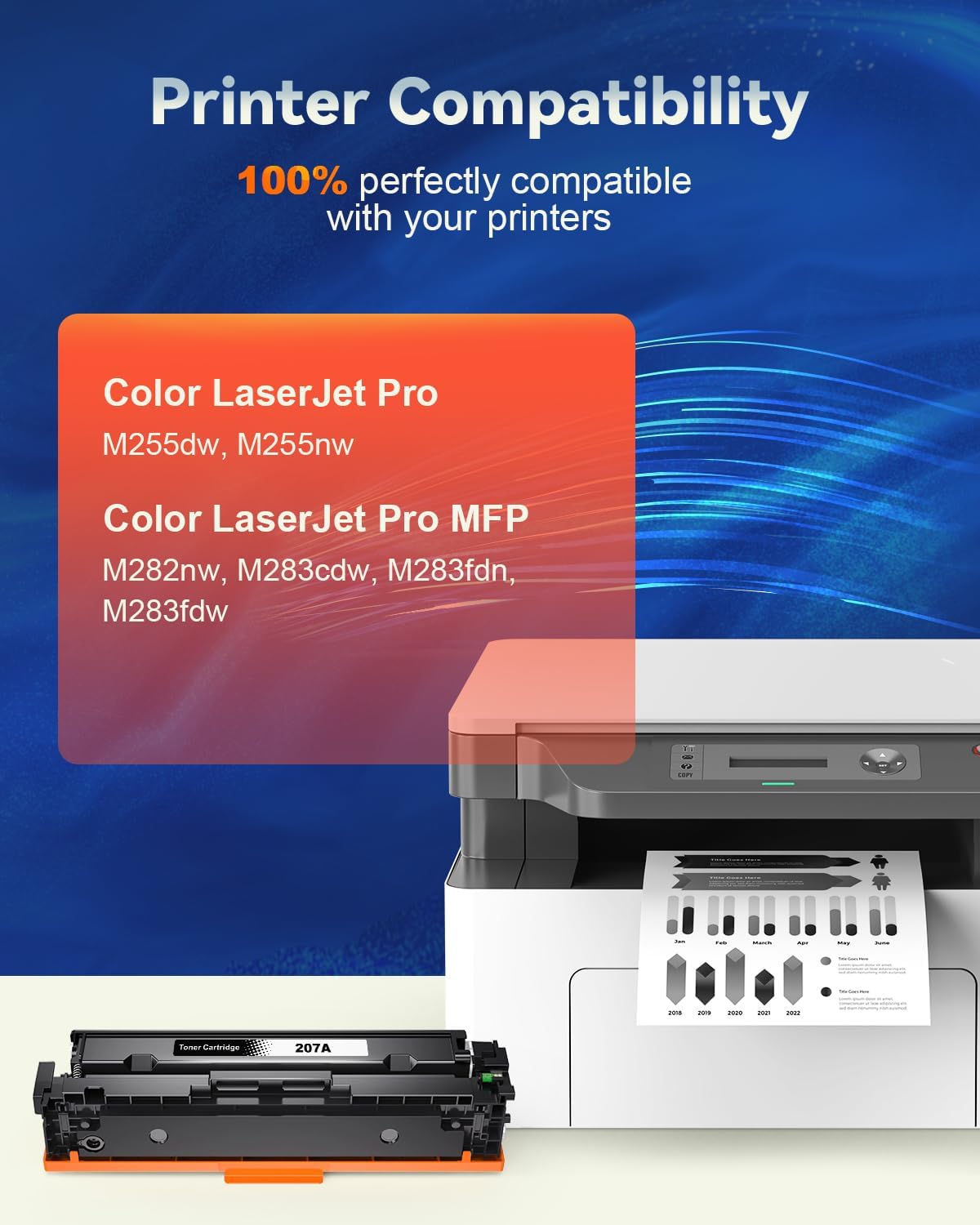 Detalle 2 de Toner 207A con Chip Compatibile per HP Color LaserJet Pro MFP M283/M255 – HP 207A Nero (W2210A) con chip riciclato
