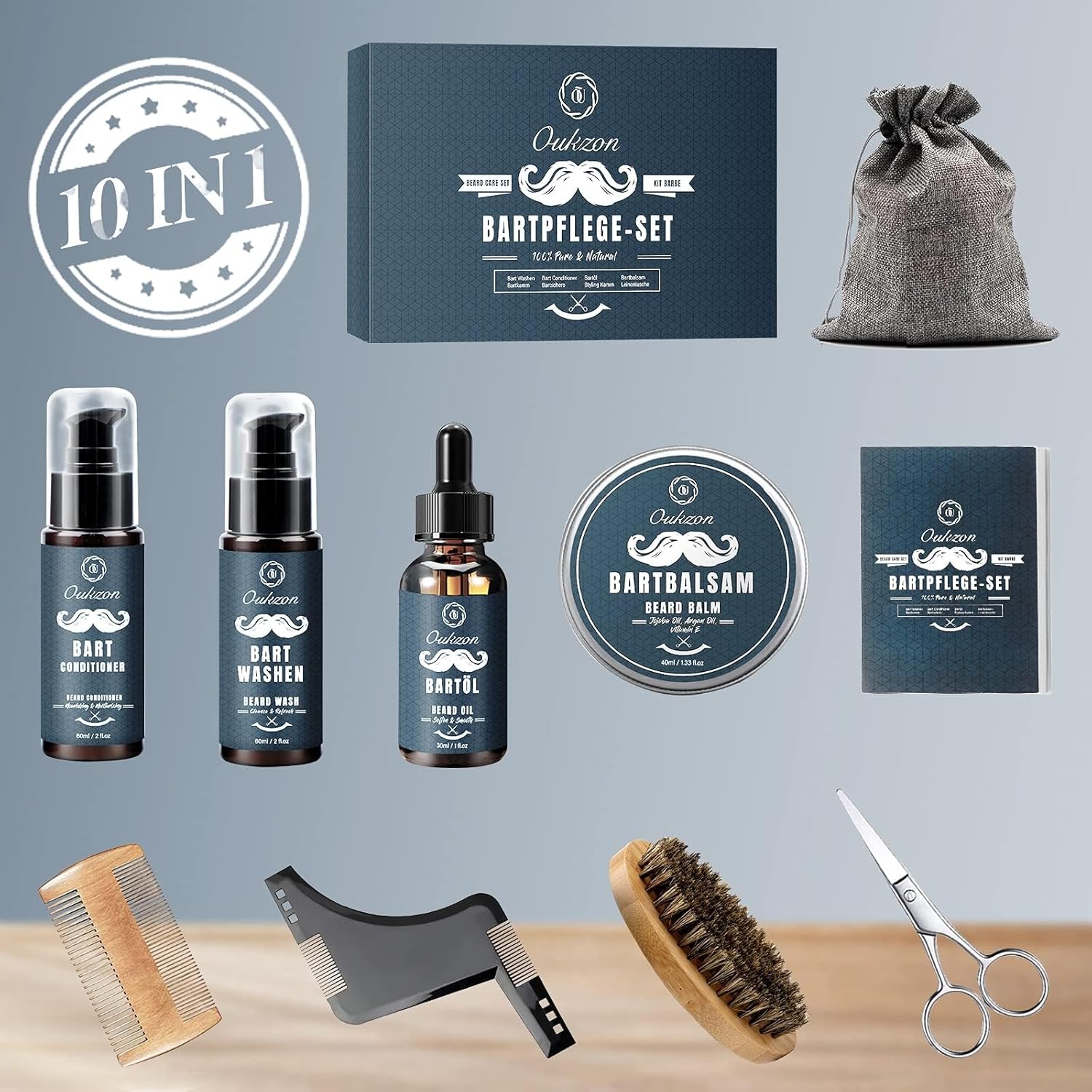 Thumbnail 6 de Kit Soin Barbe Homme Oukzon 10 en 1 : coffret complet pour l’entretien de la barbe