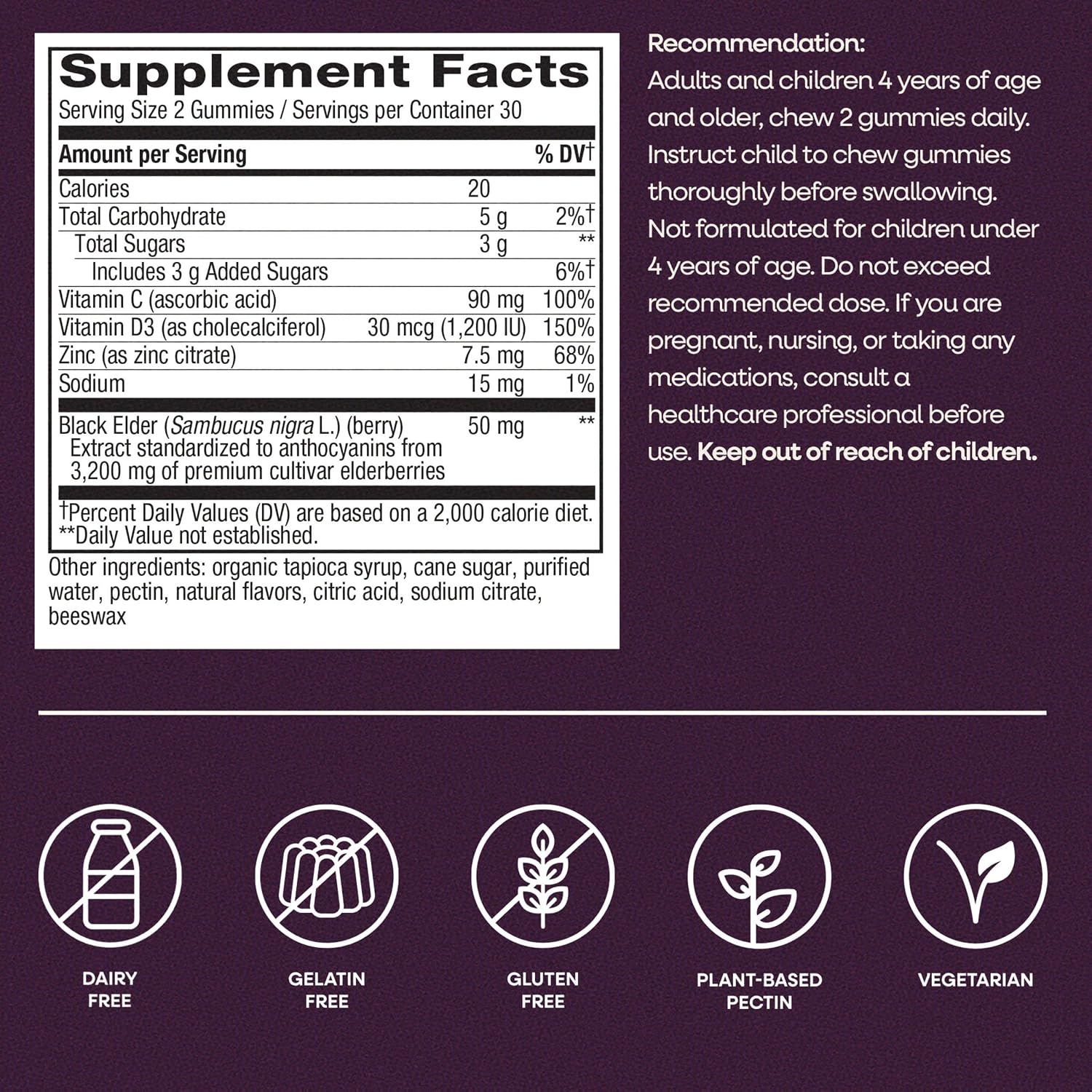 Thumbnail 6 de Nature's Way Sambucus Elderberry Gummies for Immune Support (Ages 4+) 60 ct