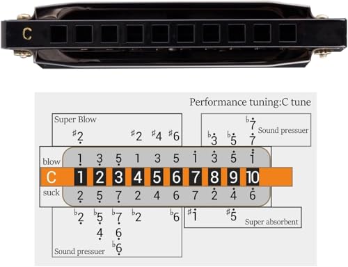 Detalle de JDR Harmonica C, 10-Hole Blues Harp for Adults, Kids, and Beginners