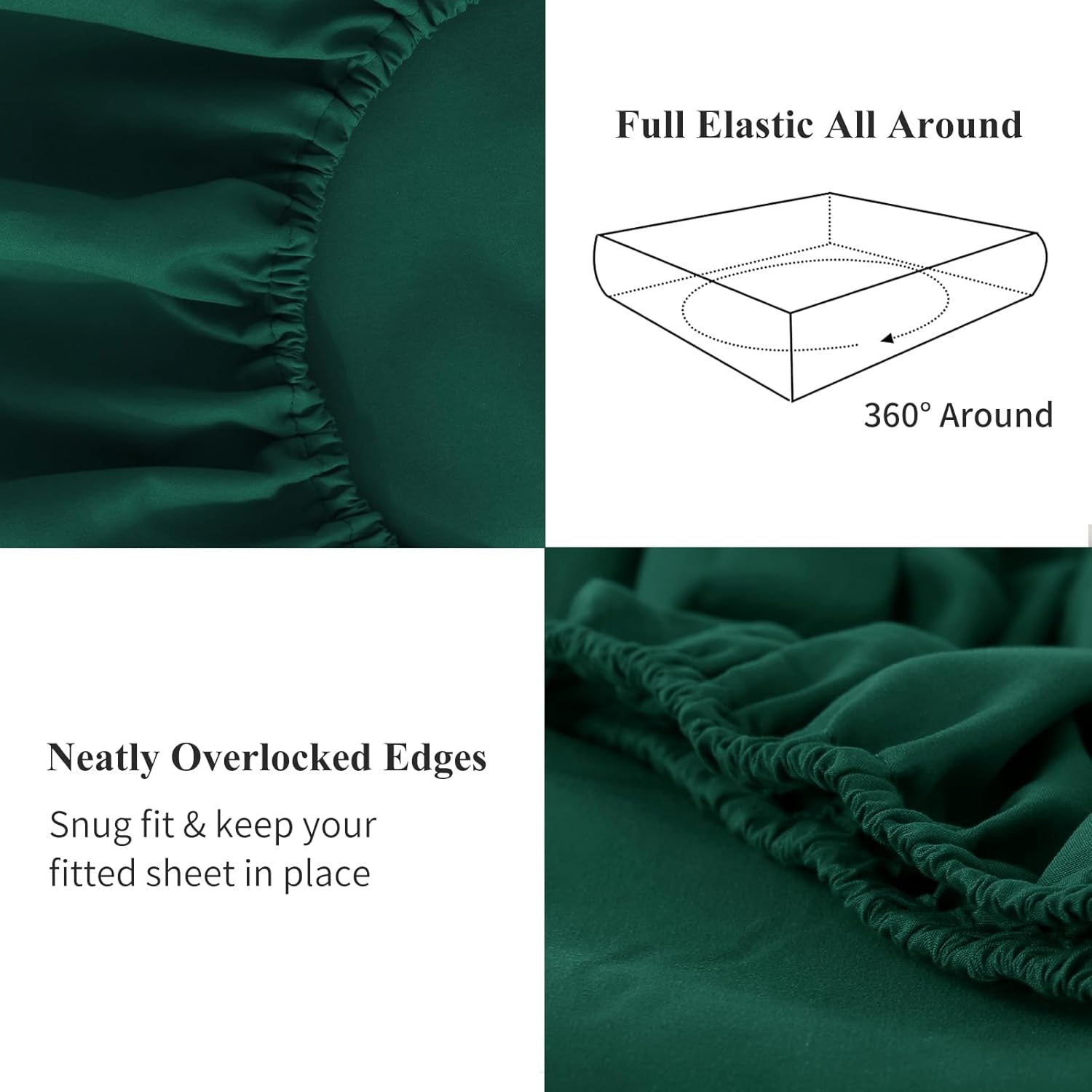 Thumbnail 4 de Tifschlaf Super King Fitted Sheet Deep Fit – Emerald Green (183x200cm, 40cm Pocket)