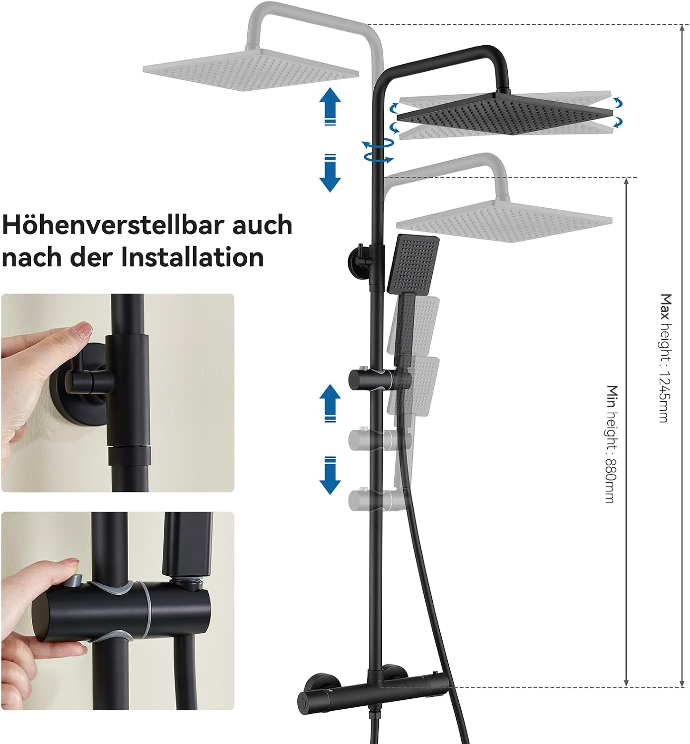 Thumbnail 5 de Auralum Duschsystem Verbrühschutz Thermostat Schwarz