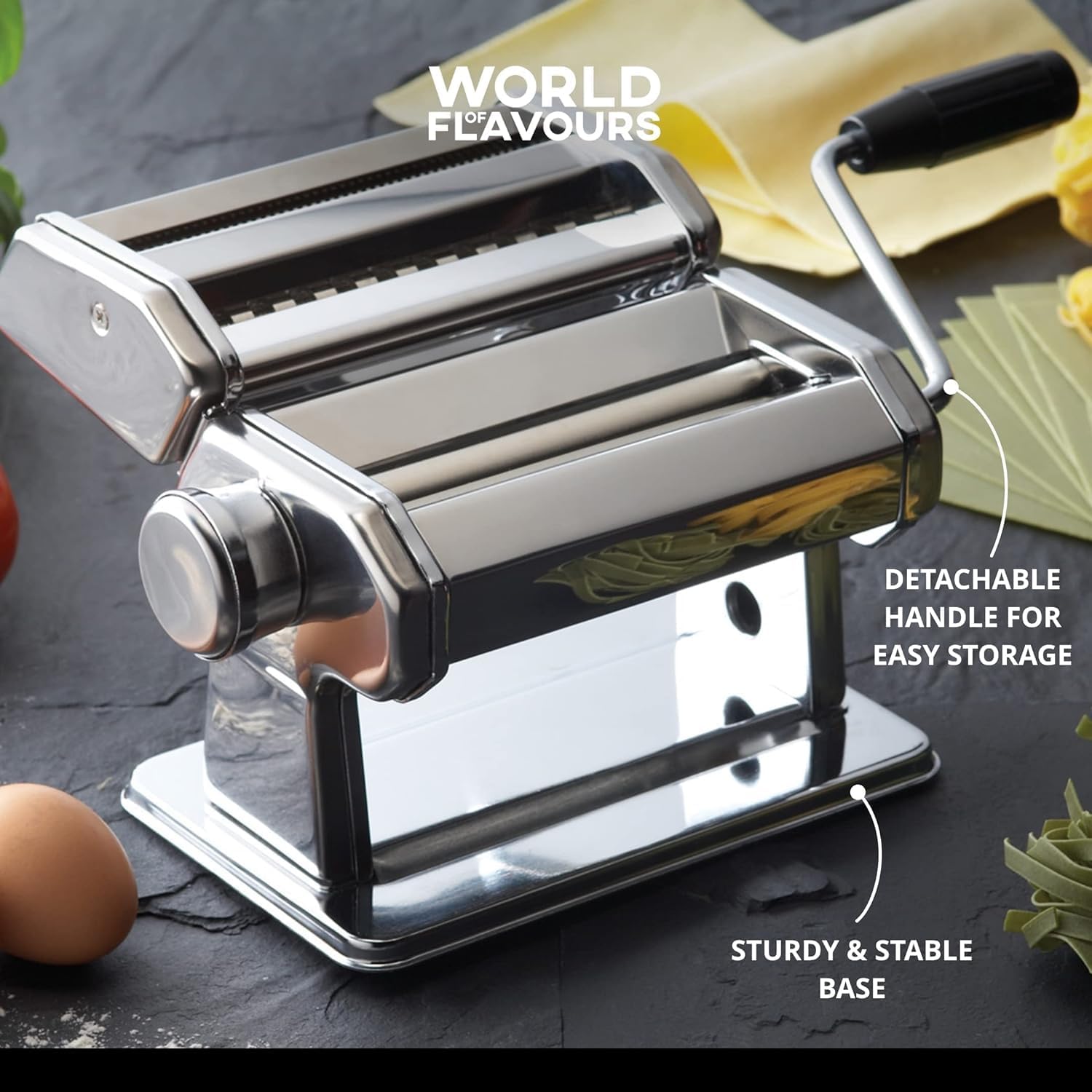 Thumbnail 5 de KitchenCraft World of Flavours Pasta Maker, Manual Pasta Machine