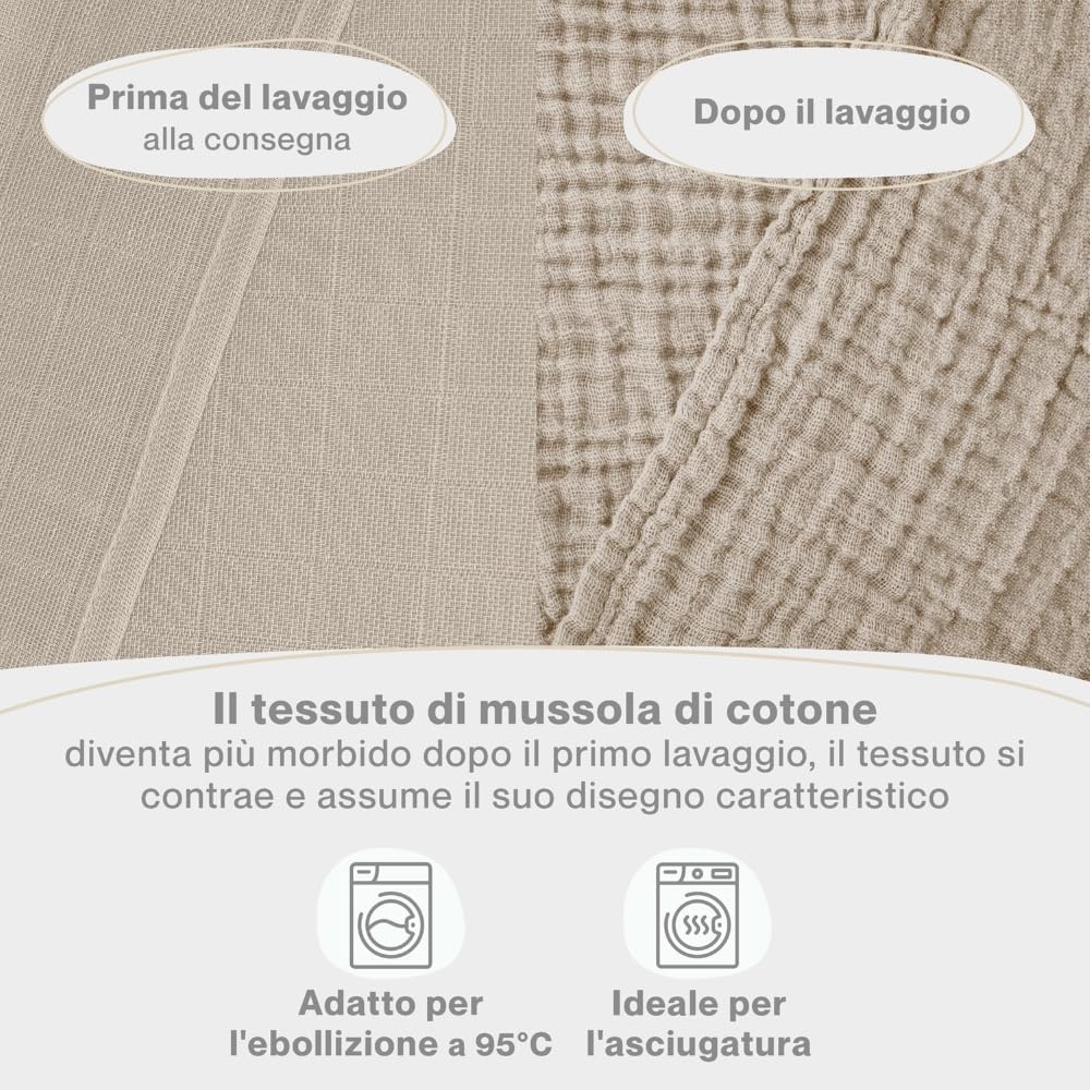 Thumbnail 1 de Laleni Mussole Neonato 70x70 cm – Set da 10, Mussole di cotone per pelli sensibili (beige)