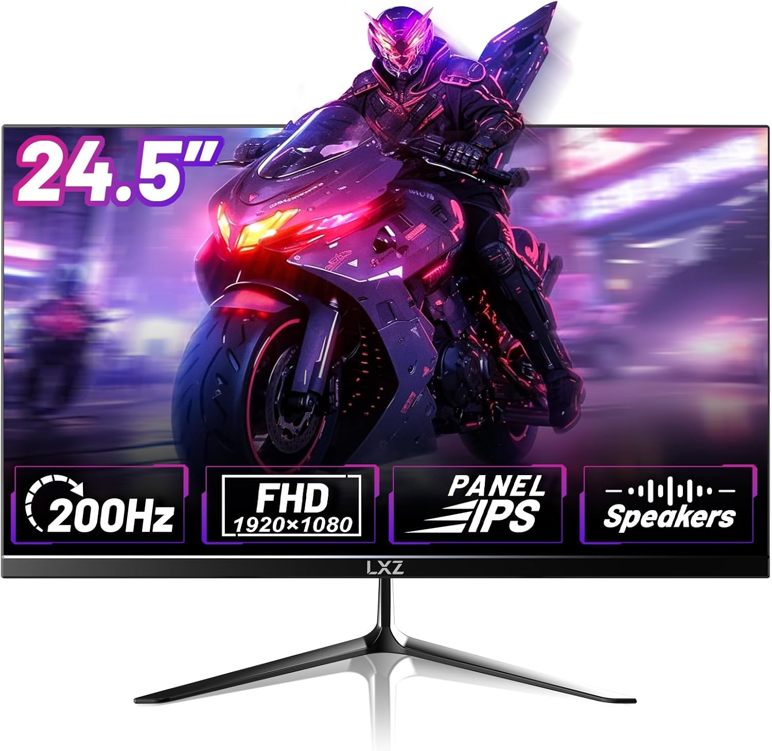 Detalle de LXZ 24,5 Zoll Gaming Monitor – 200 Hz, IPS, FHD mit integrierten Lautsprechern und Eye Care