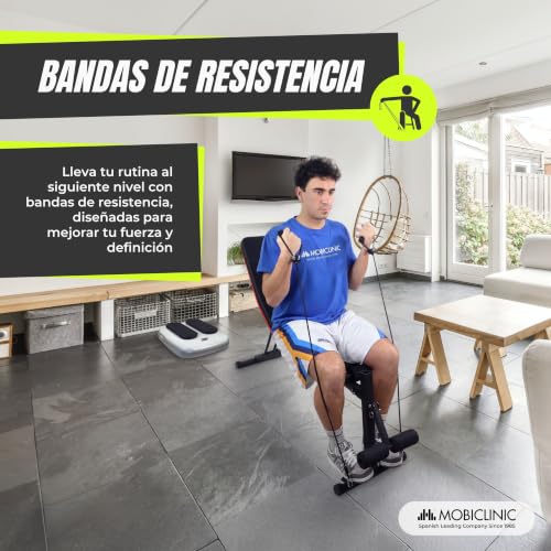Detalle de Mobiclinic Banco de Musculación con Cintas de Resistencia, Plegable