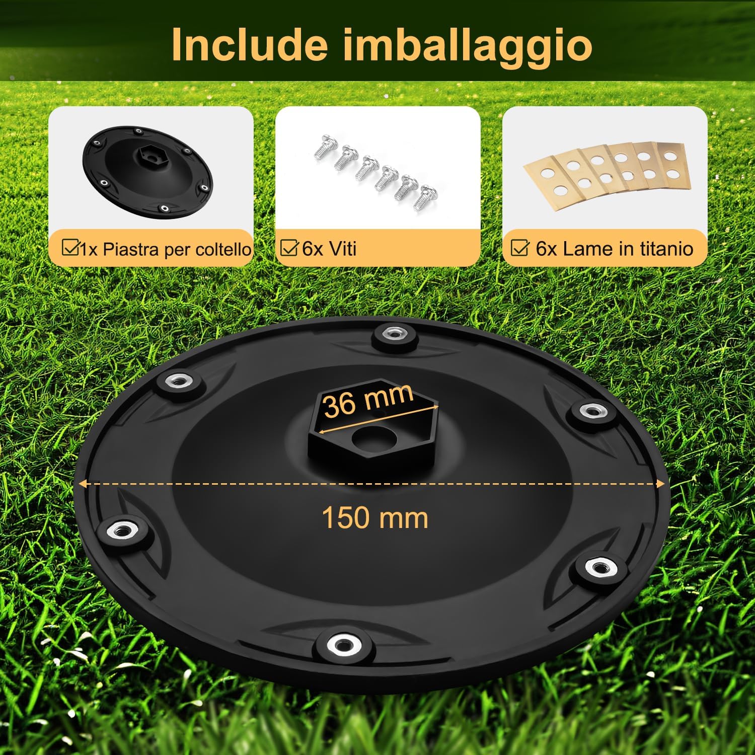 Detalle 2 de Dischi Lama + 6 Pezzi Lame Compatibili Worx Landroid S & M (2020 in poi) – confezione AS1300
