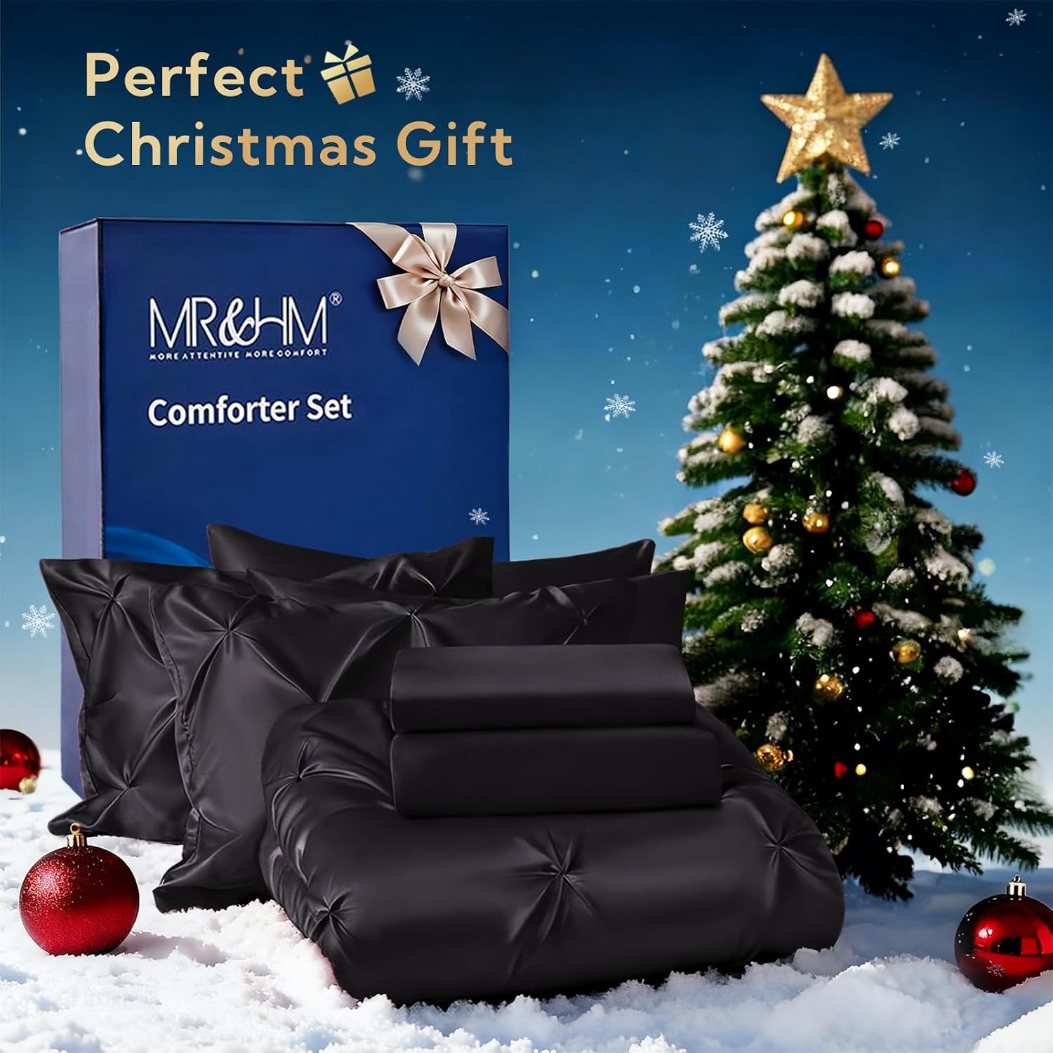 Detalle 2 de MR&HM Satin Comforter Queen 7-Piece Bedding Set