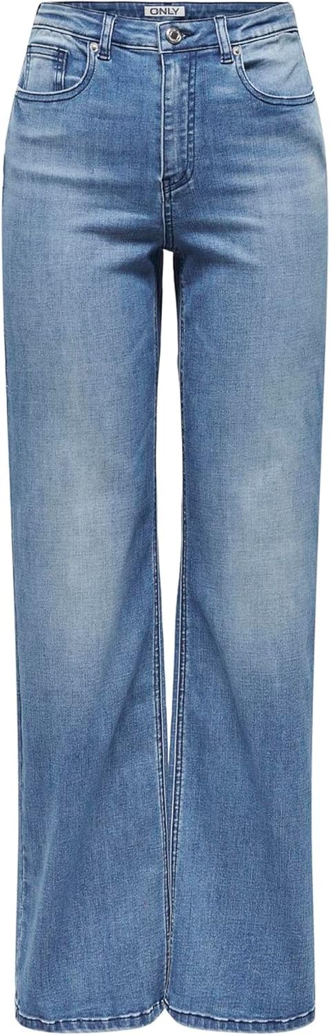 Detalle de ONLY Damen Jeans mit weitem Bein ONLJUICY-WAUW in hoher Taille
