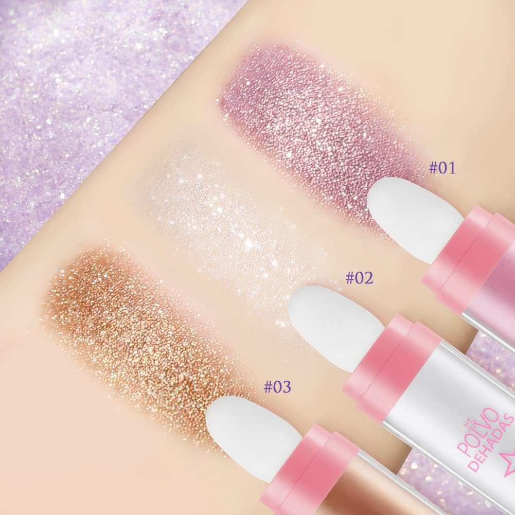 Detalle 2 de AOOWU Powder Stick – polvere corpo glitter illuminante marrone dorato per viso, capelli e feste