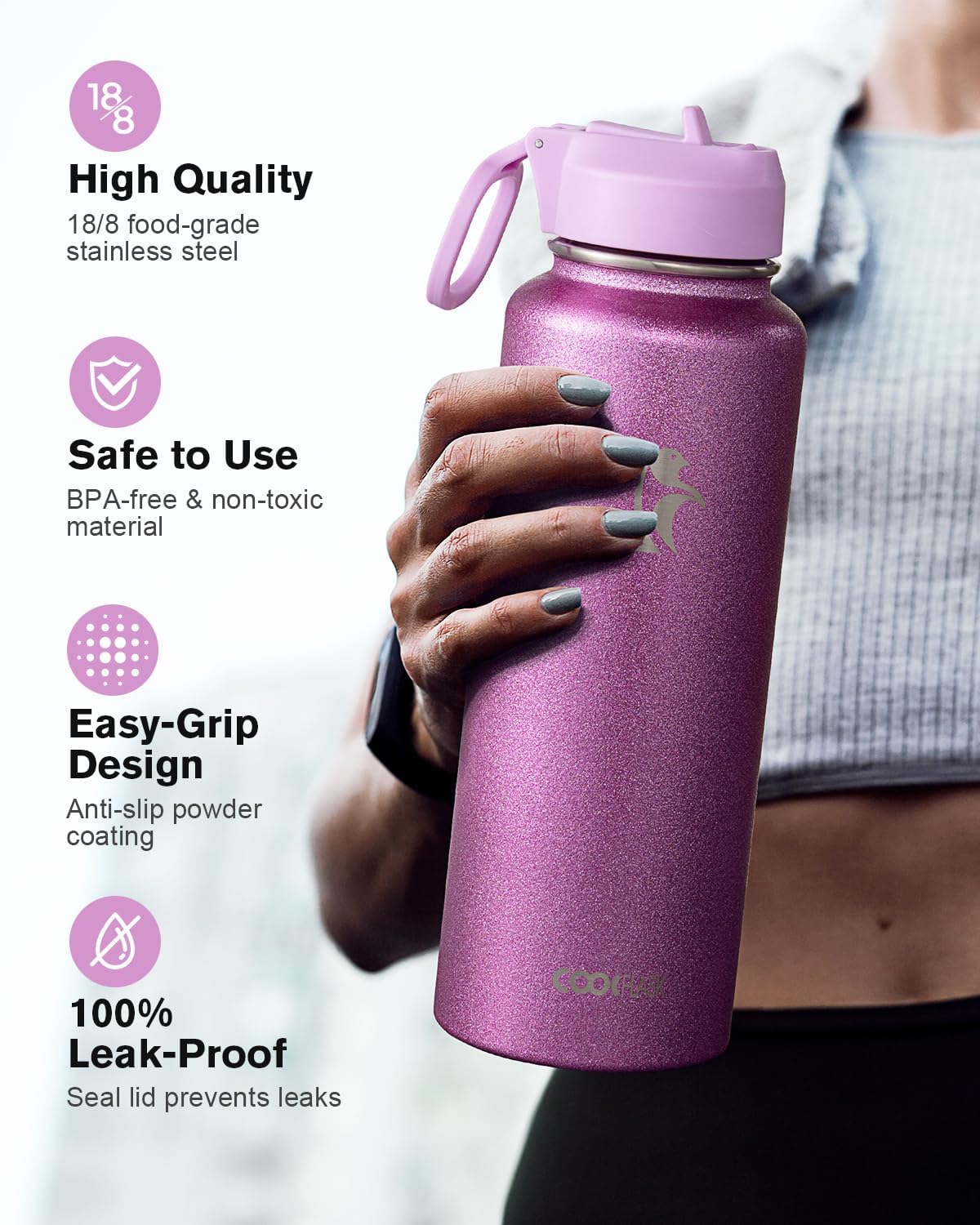 Detalle de Coolflask 1.2L insulated water bottle