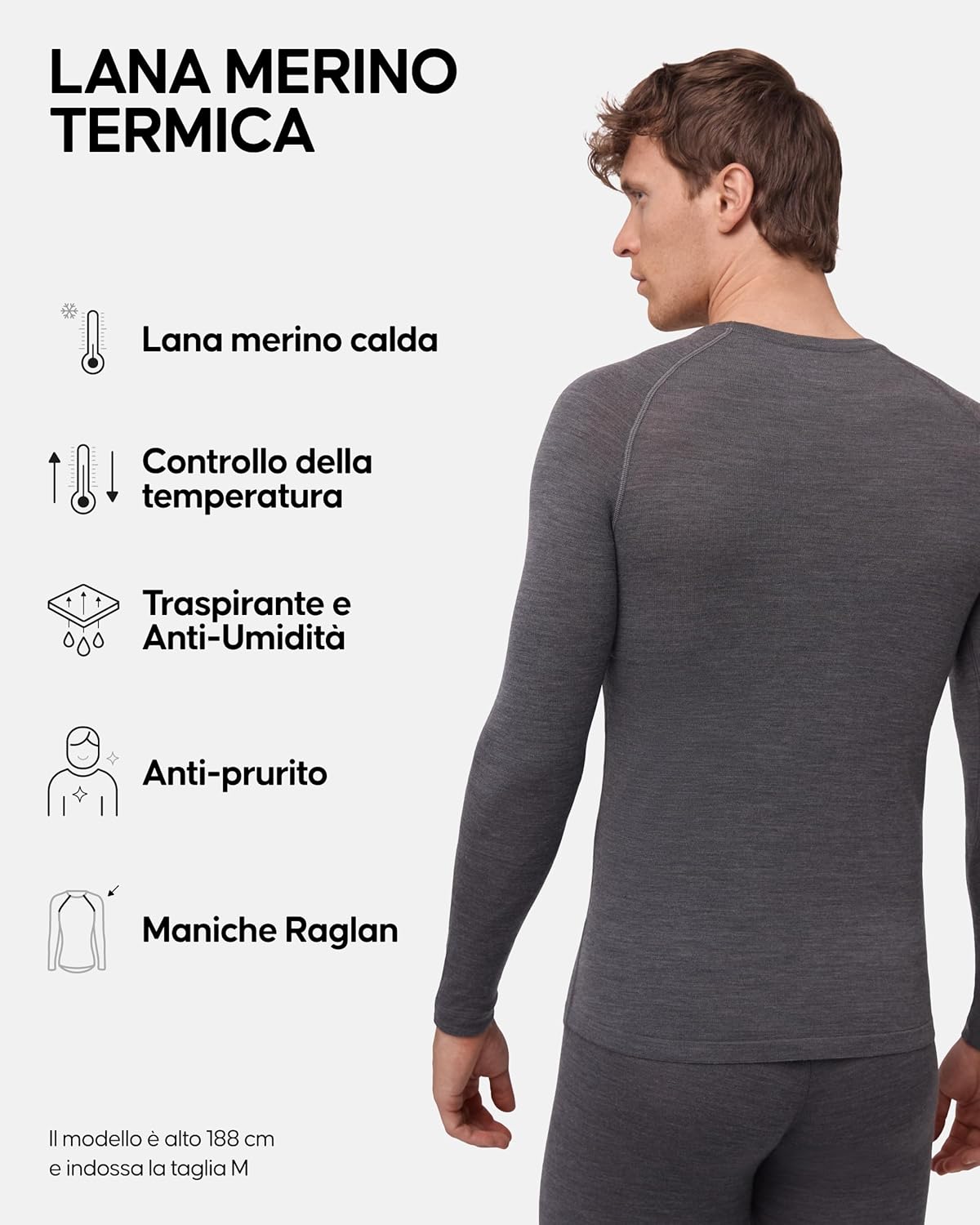 Detalle de Maglia termica in lana merino 180 g/m²
