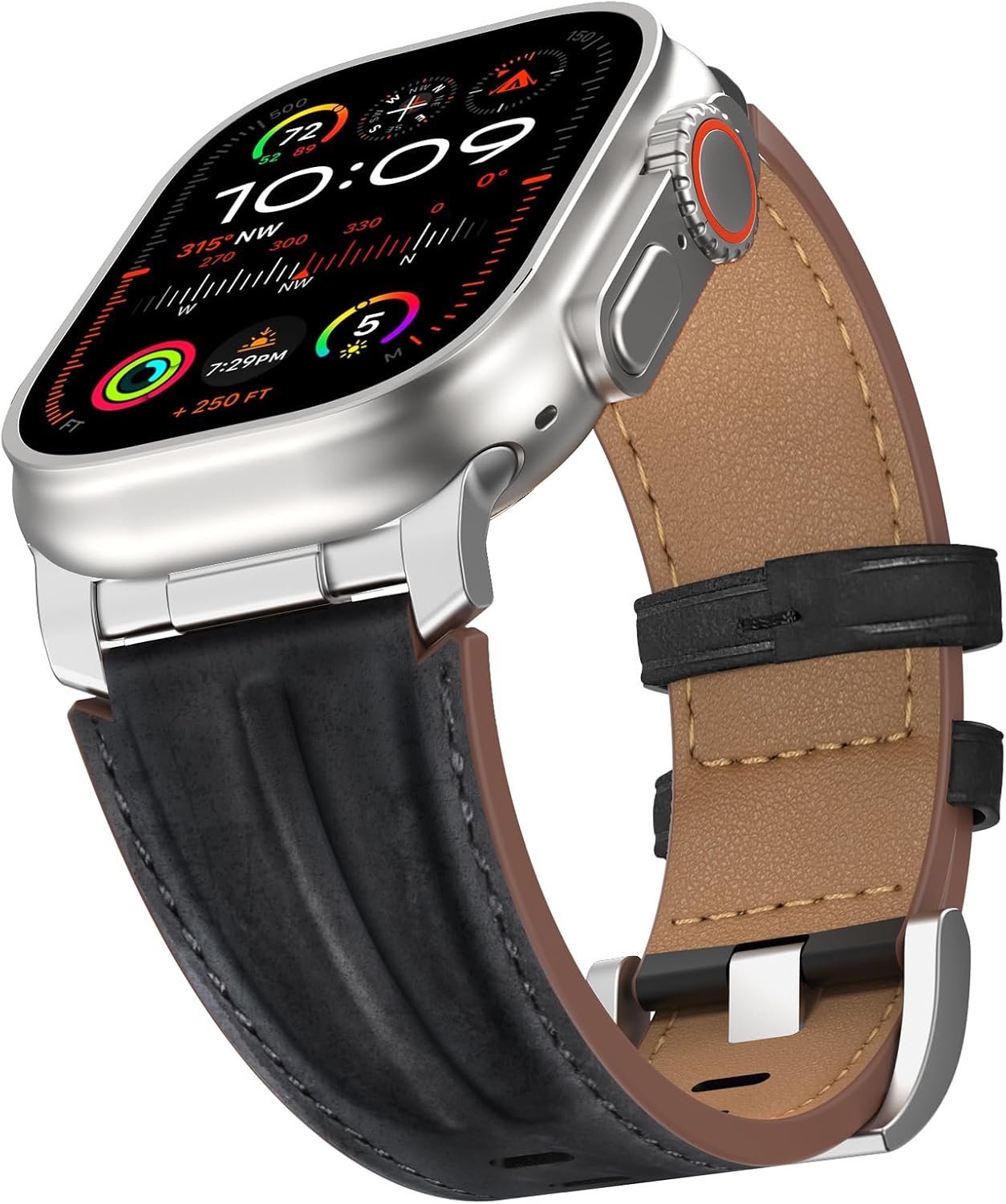Detalle de Bouixel Top Grain Leather Strap for Apple Watch Ultra & Series (Rugged Metal Connector)