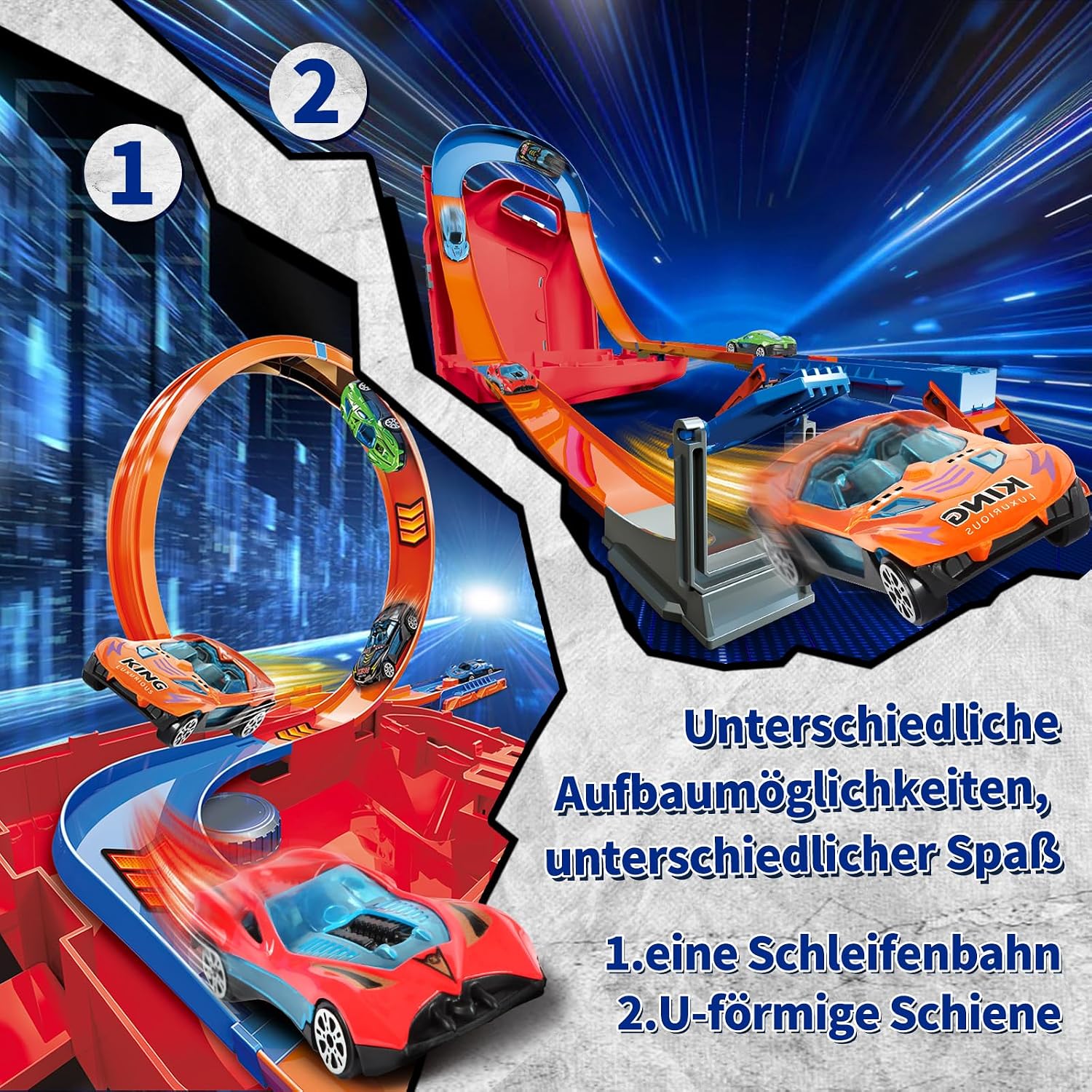 Thumbnail 2 de Charmofun Autorennbahn Kinder Rennbahn mit Looping