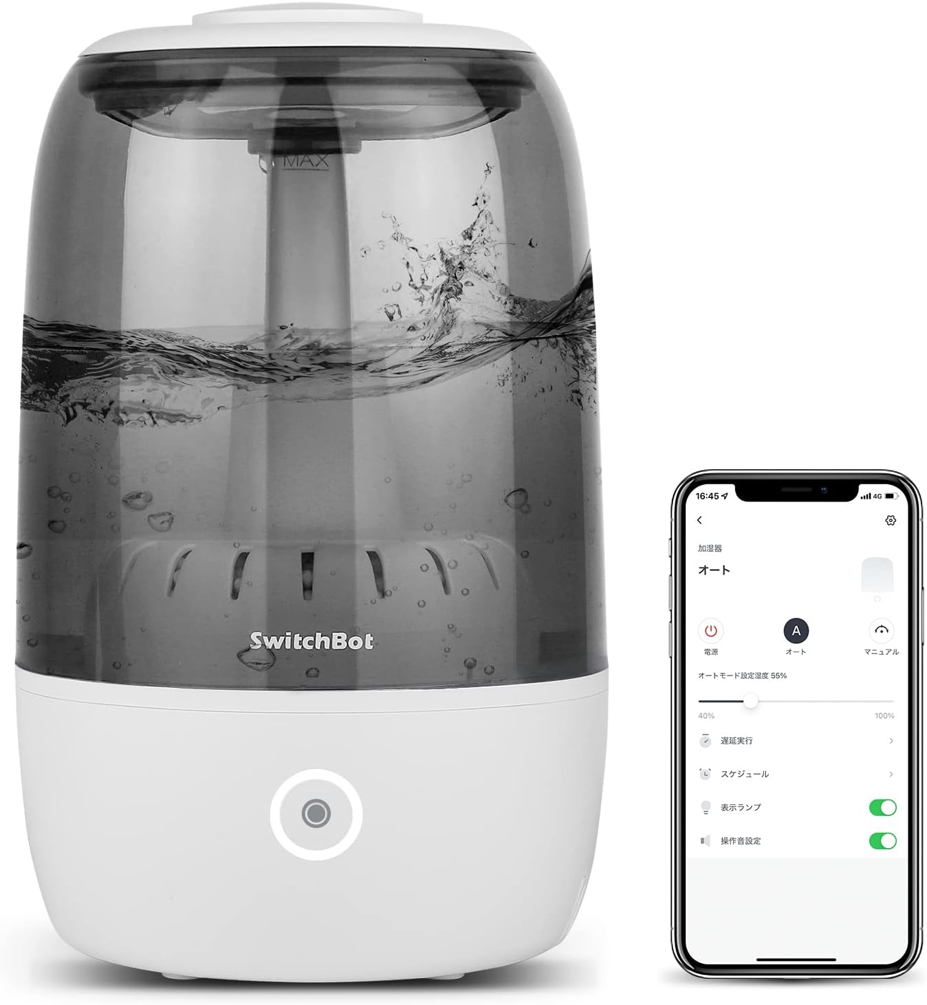 Detalle de SwitchBot W0801800 超音波式加湿器 3.5L・上部給水・アプリ操作対応