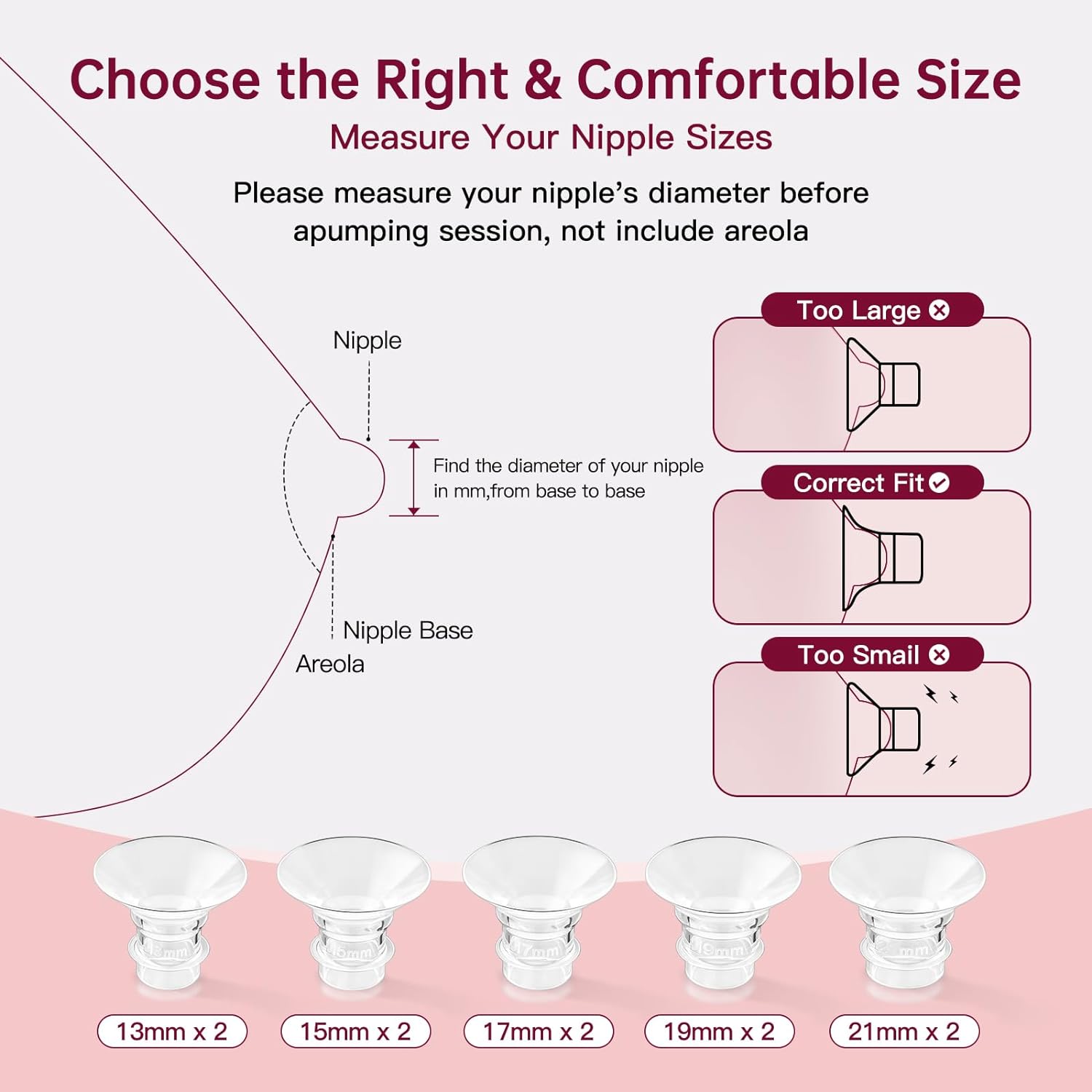 Thumbnail 5 de RAMXCION Nipple Rulers 10PCS Flange Inserts 13–21mm