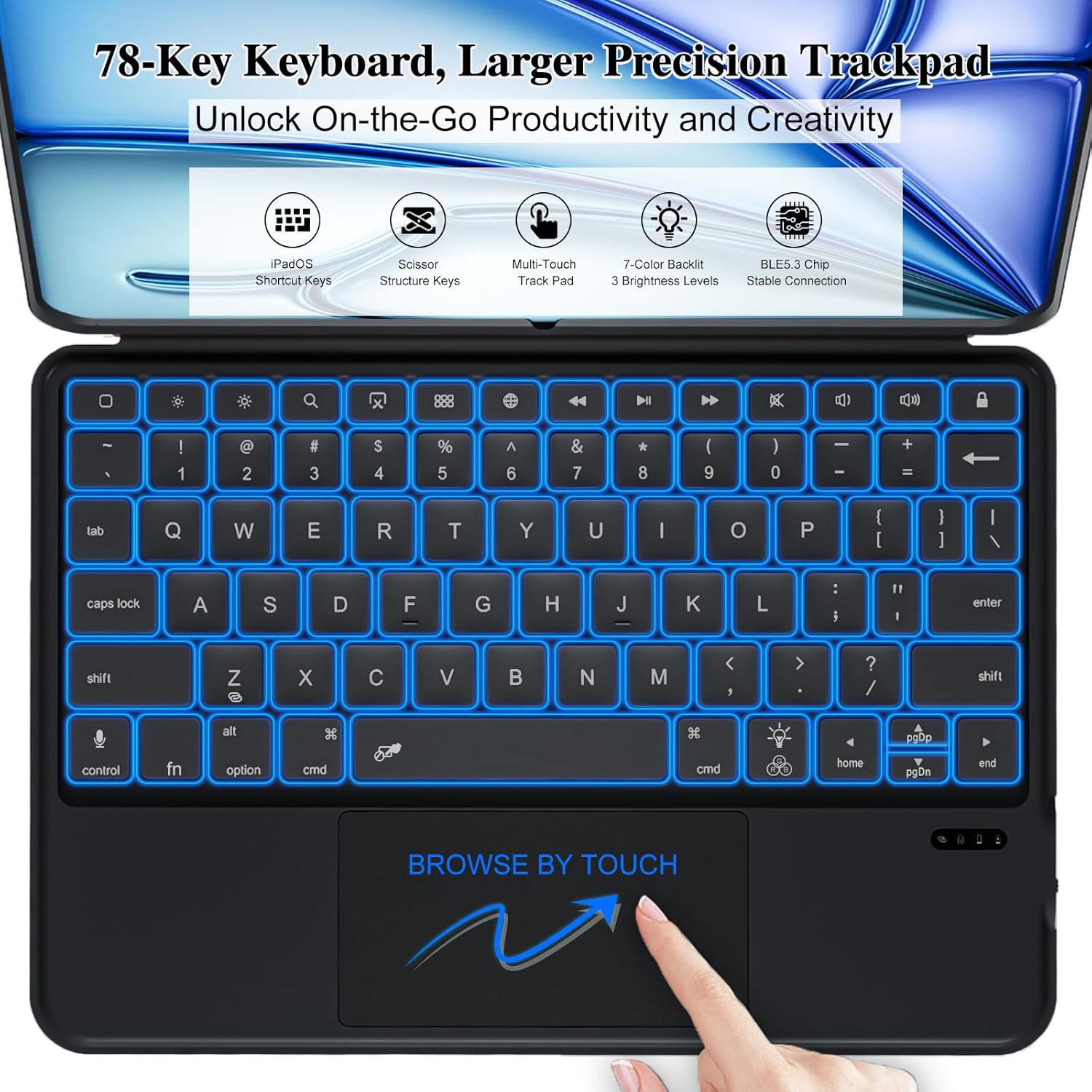 Thumbnail 4 de Keyboard Case for iPad Air 11 inch Magnetic Detachable 78‑Key Trackpad