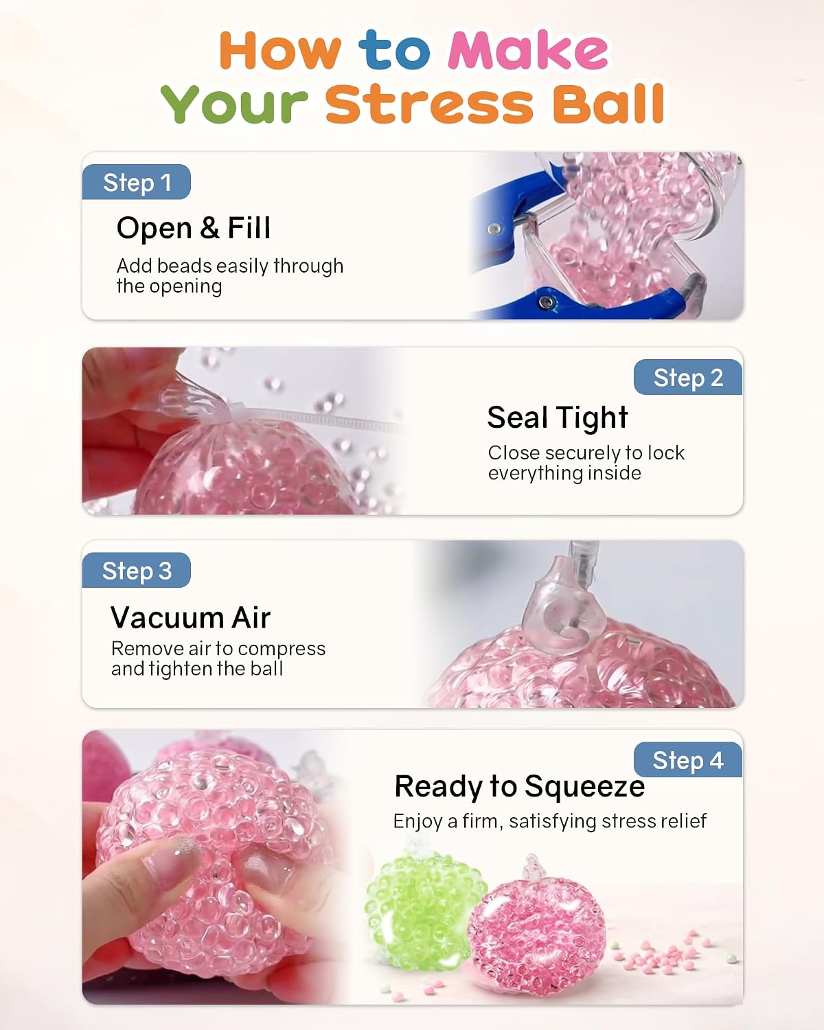 Detalle 1 de Ploithic DIY Stress Ball Making Kit with TPR Skins, Filler and Air Tools
