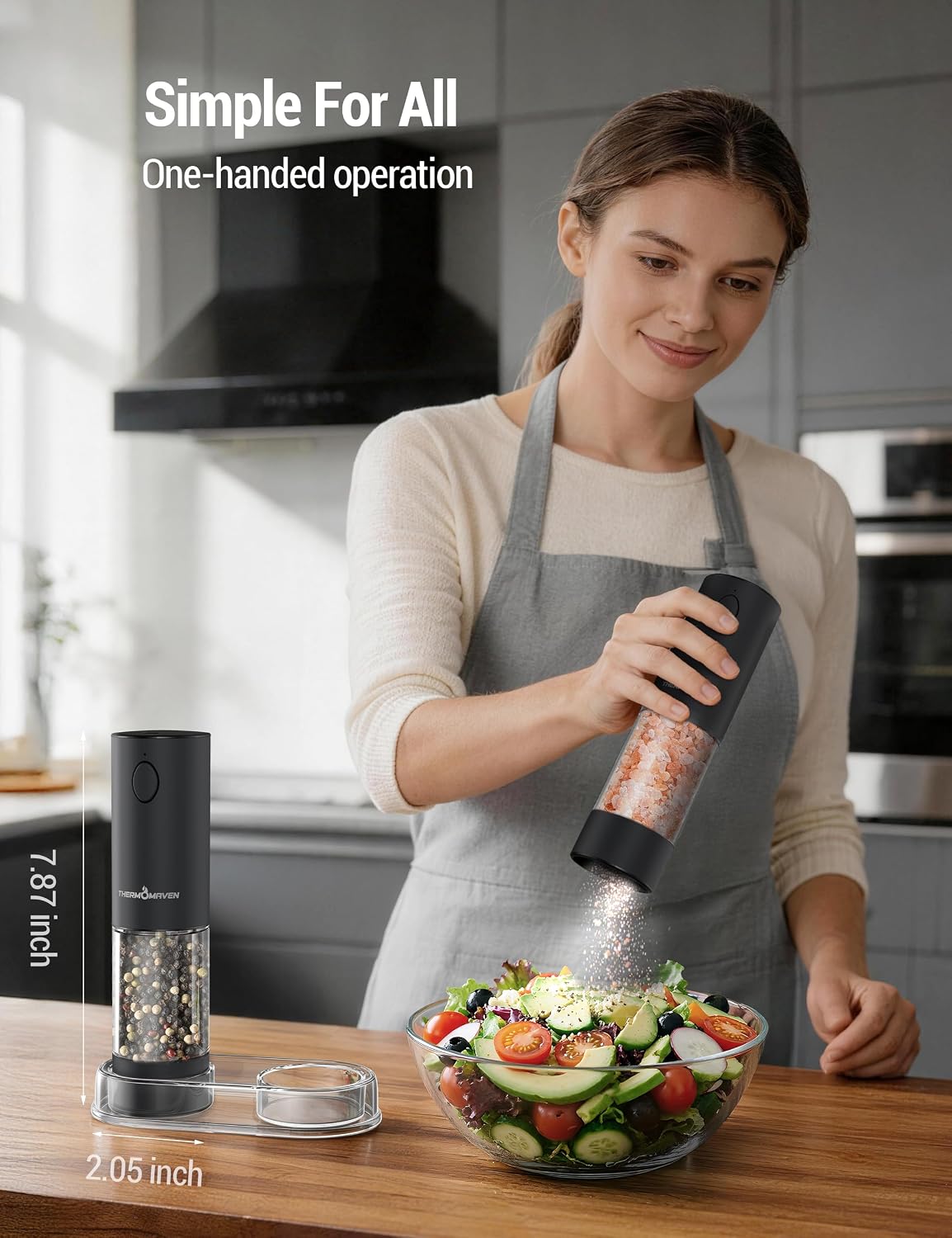 Detalle de ThermoMaven Electric Salt and Pepper Grinder Set 110 mL