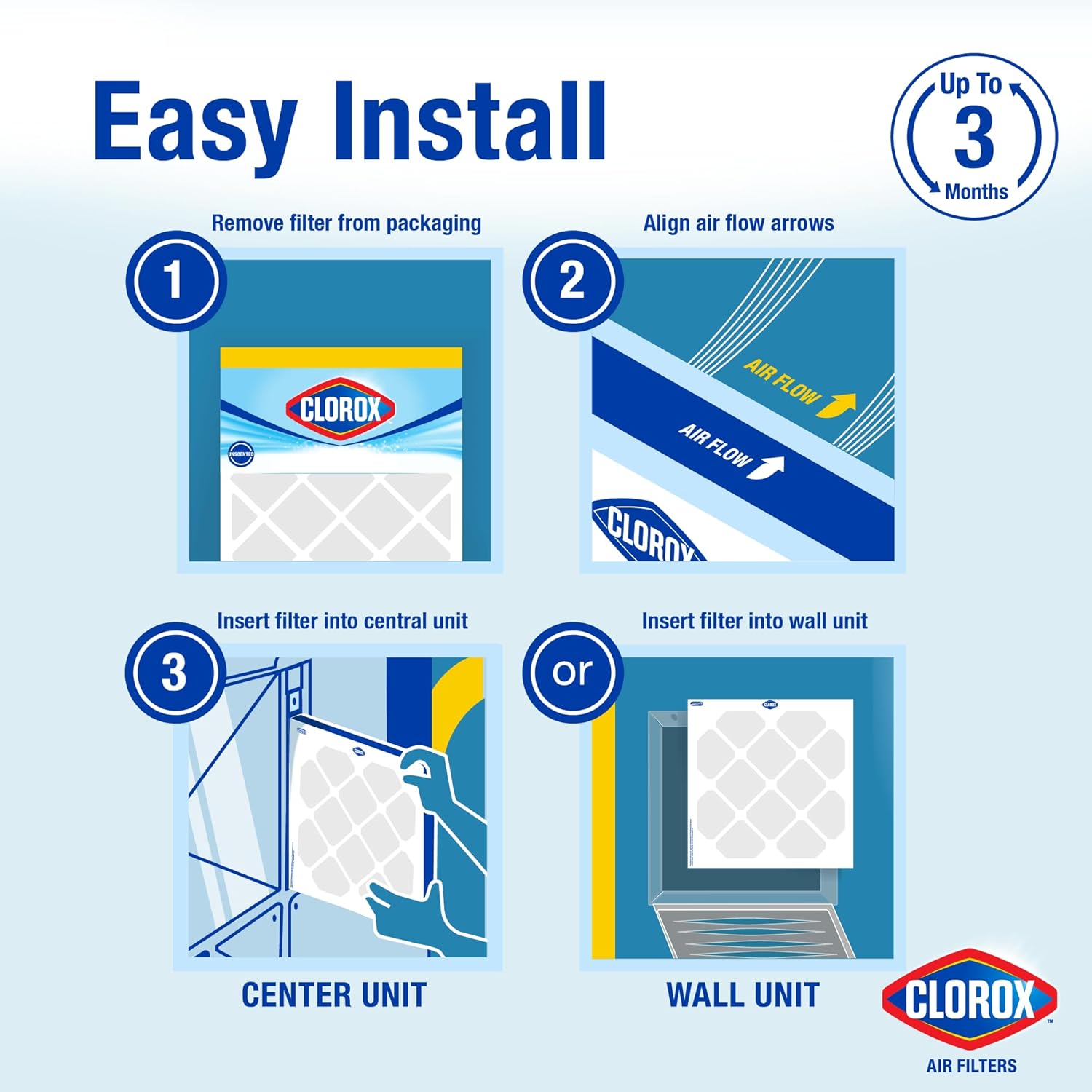 Thumbnail 2 de Clorox 20x20x1 Air Filter, MERV 13, Pleated HVAC Filter – Pack of 4
