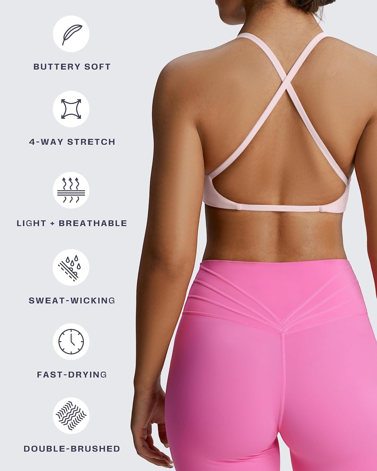 Detalle de Aoxjox Women's Sienna Twist Bra — Low-Impact Yoga and Studio Crop Tank