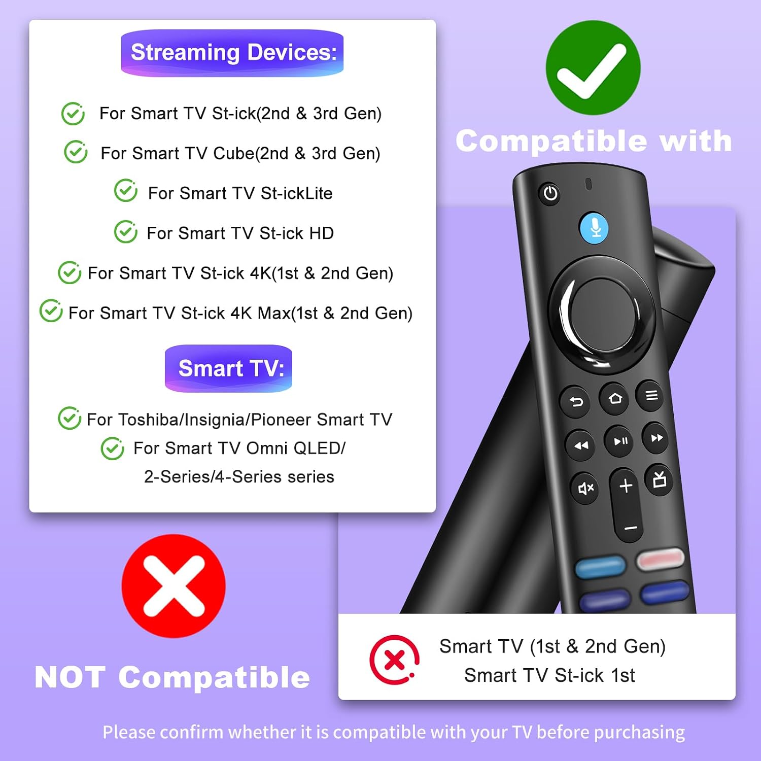 Detalle de Mando a Distancia de Voz de Repuesto para AMZ F-ire TV S-Tick (2nd/3rd/Lite/HD) y S-Tick 4K/Max: 4 teclas rápidas y control por voz