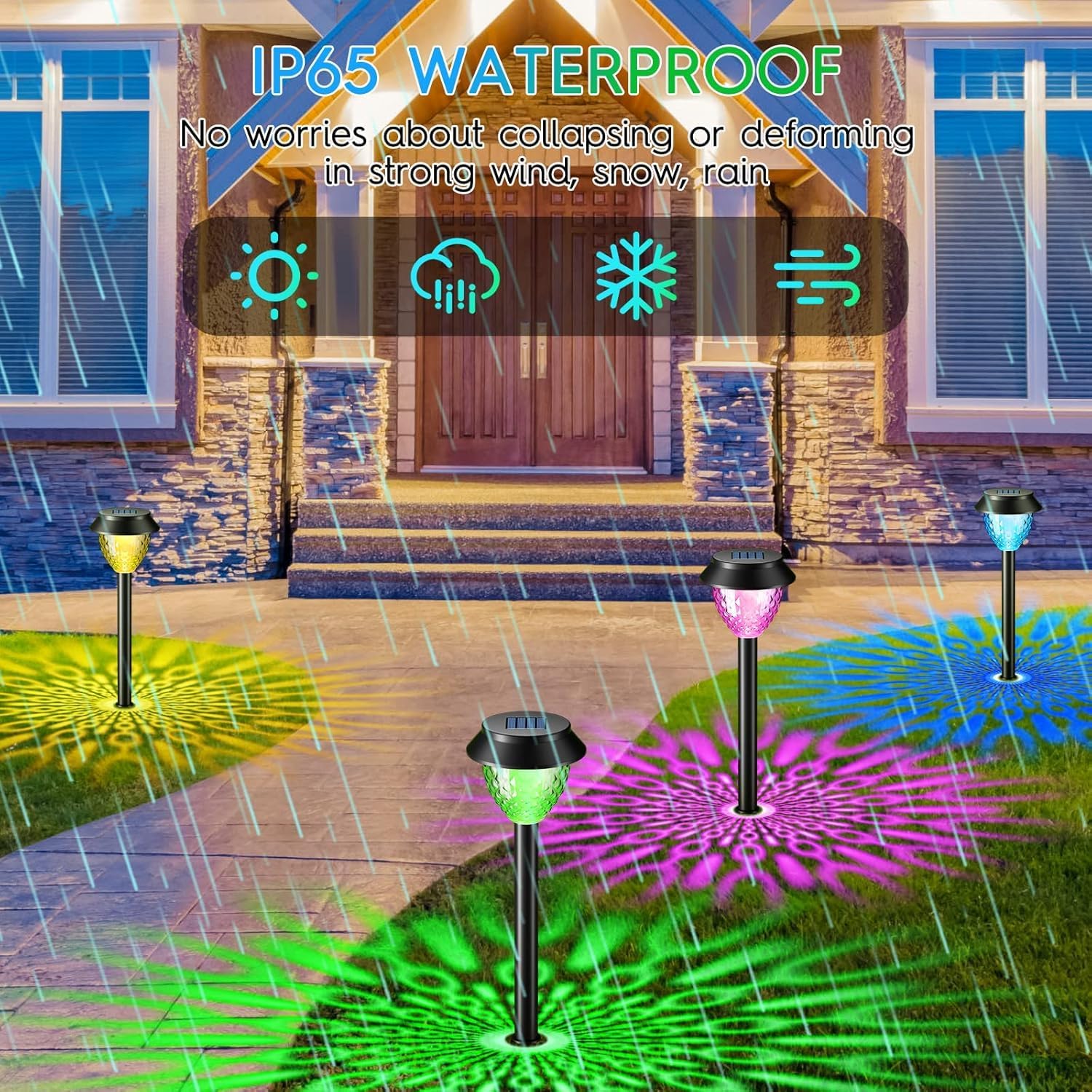 Thumbnail 3 de Solar Lights Outdoor Garden (6 Pack) with Multicolour & Warm White Modes
