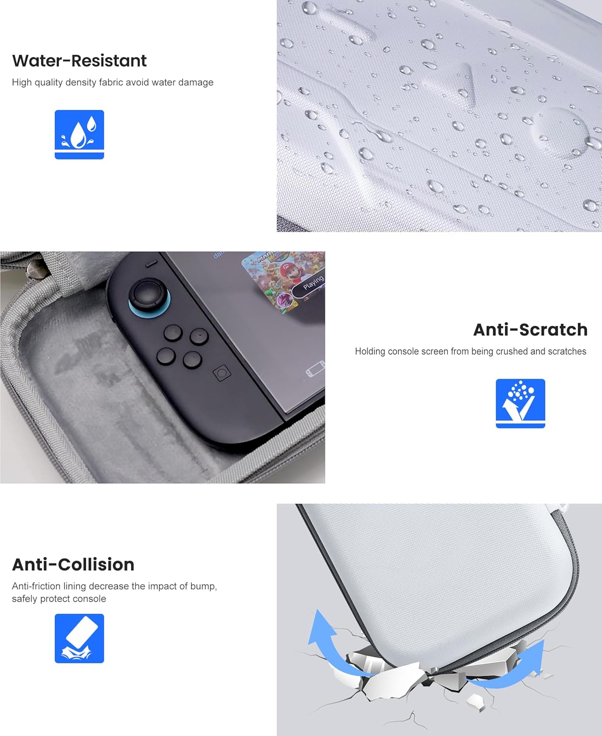 Detalle de HASACOOL Switch 2 Tasche – Wasserabweisend, stoßfest & 20 Kartenfächer für Nintendo Switch, Switch OLED & Switch 2 (Weiß)