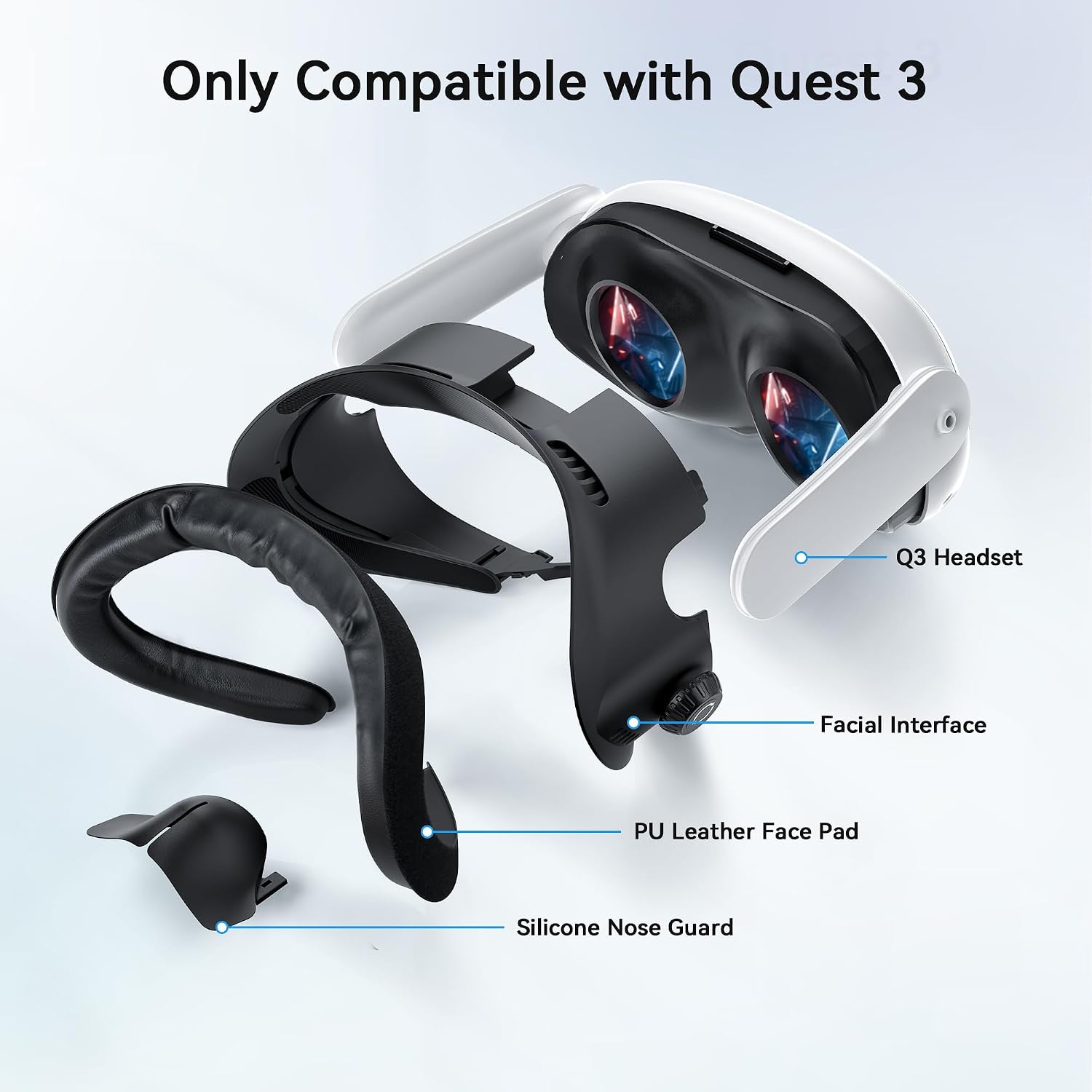 Detalle de AMVR FC4L Face Cover Pad Facial Interface for Meta/Oculus Quest 3 (Not compatible with Quest 3S)