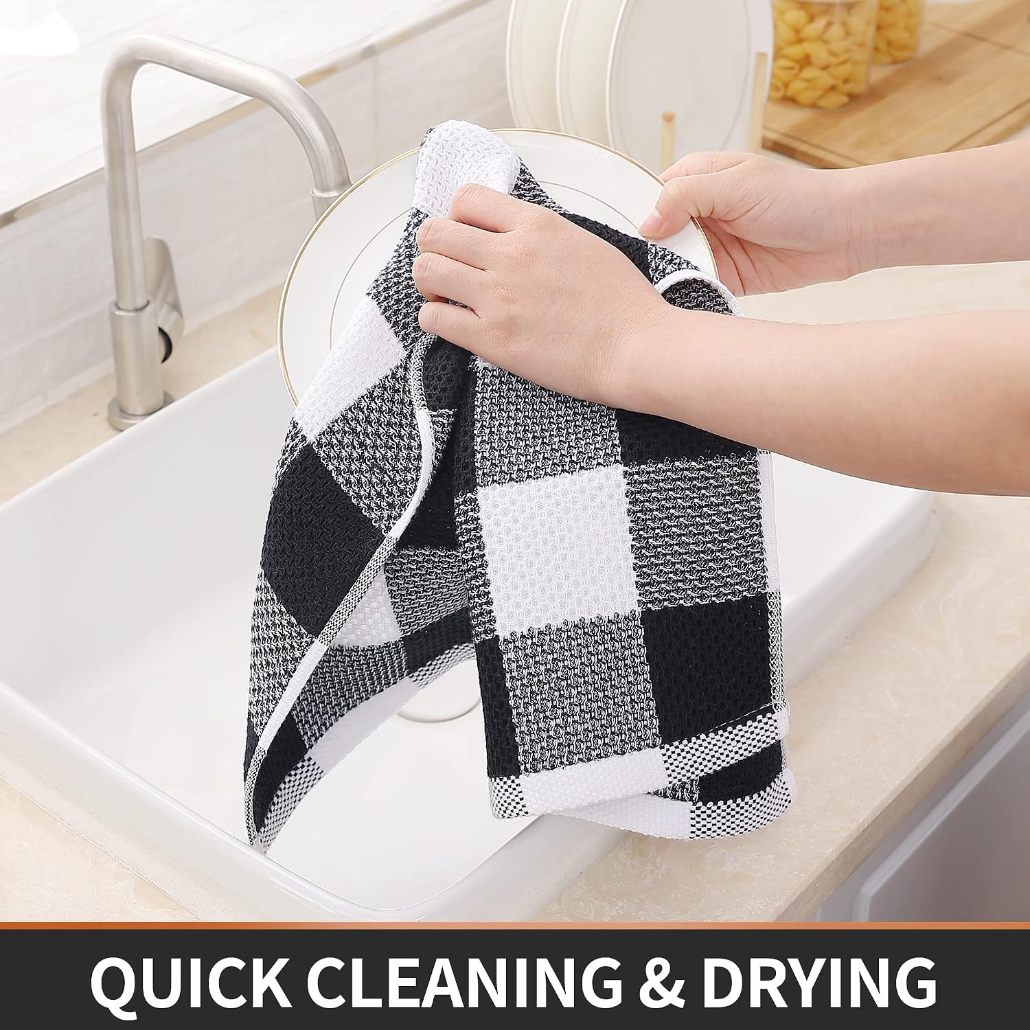 Detalle de Homaxy Waffle Weave Kitchen Towels, 13 x 28 in 🧻